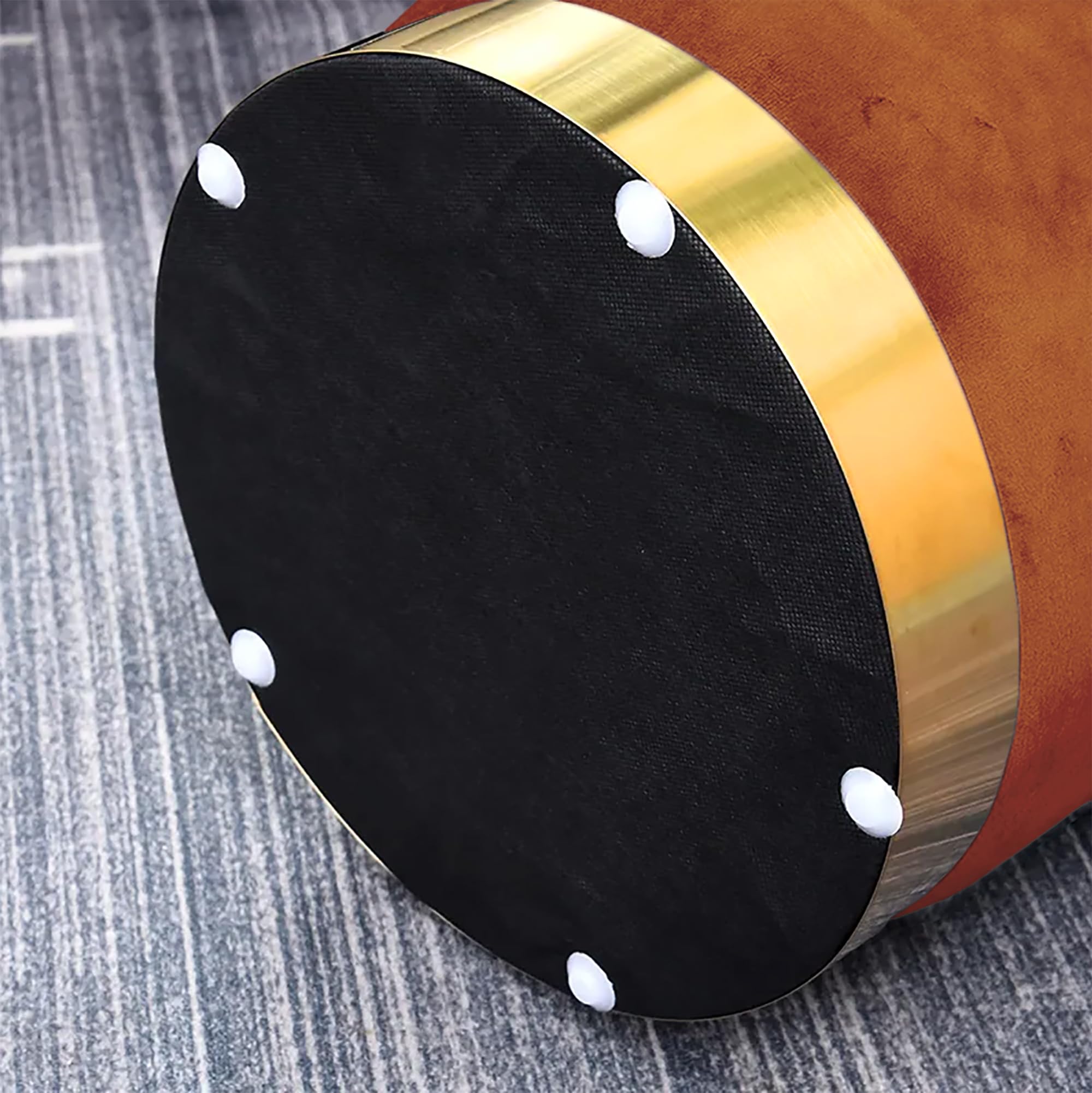 IlGruppone Pouf Cilindro Poggiapiedi Camera Design Pouff Cameretta con Base Dorata Salotto in Velluto Sgabello - Ruggine