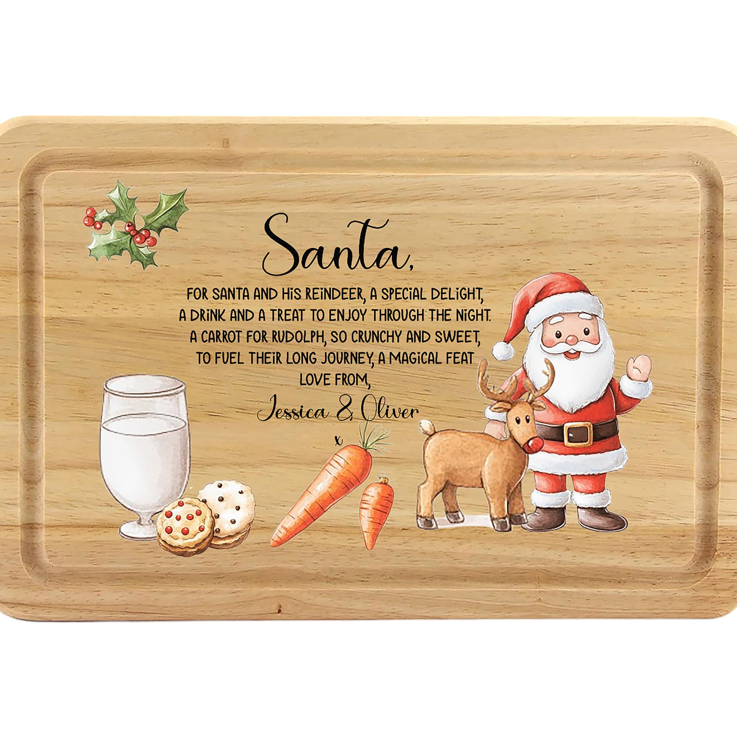 Personalised Wooden Christmas Eve Santa Board Plate Treats Milk Mince Pie Christmas Eve Box Carrot Rudolph Tray Christmas Plate