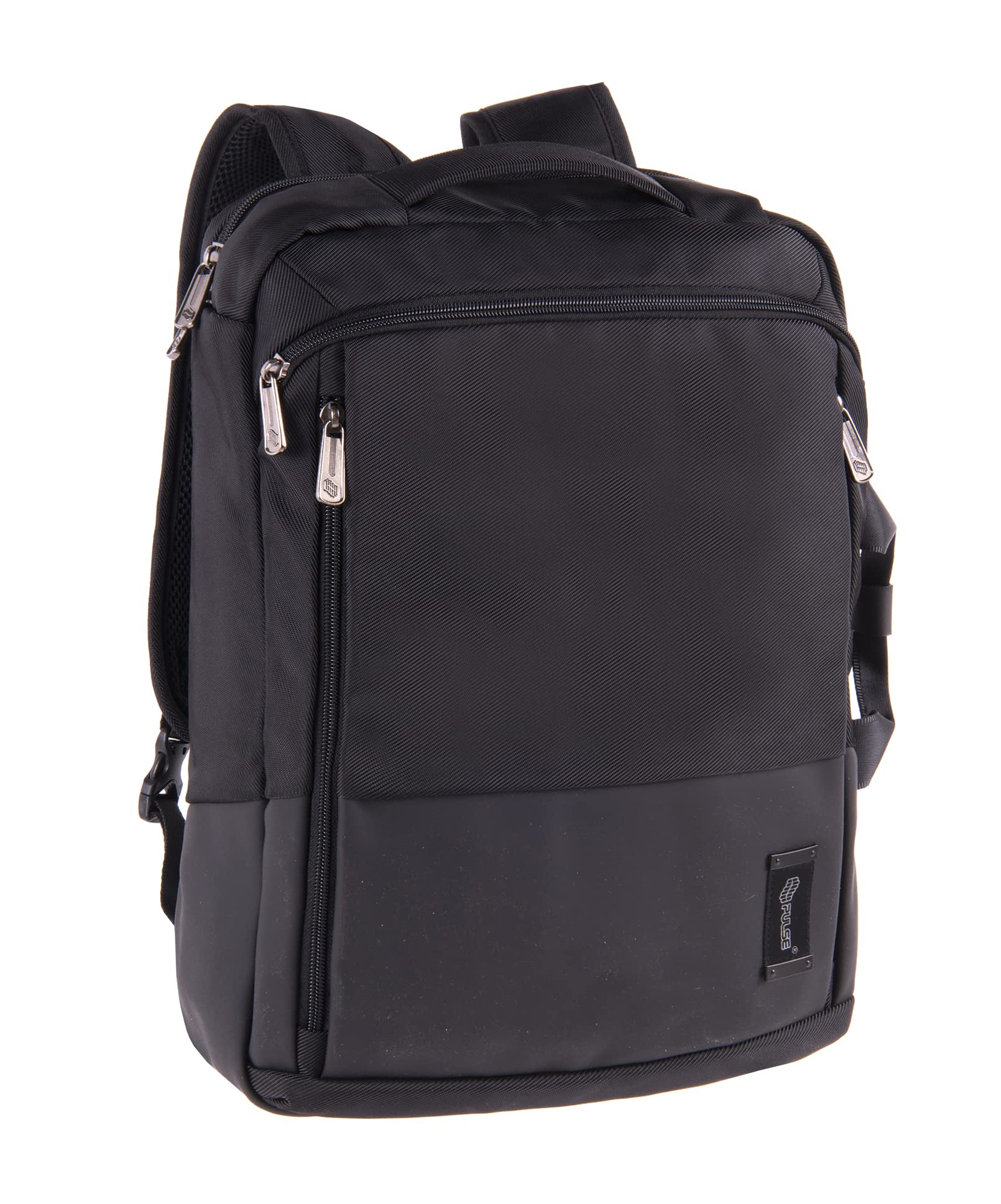 PULSE - Maletín Neptun Black Twill para portátil con dos compartimentos principales + 2 frontales, Capacidad 18L.