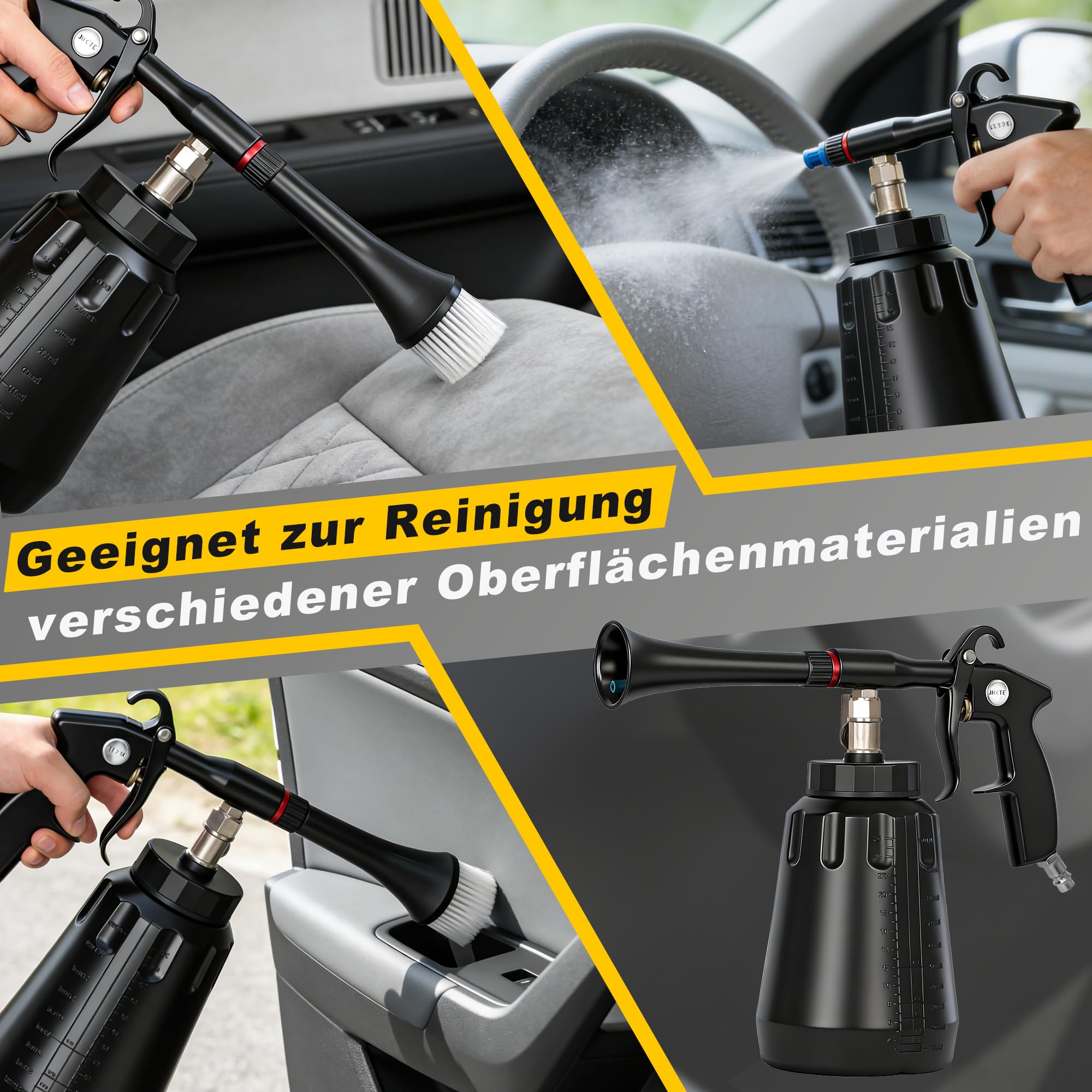 ROTTOGOON Druckluft Reinigungspistole Cyclone Reinigungspistole, Schwarz | Entfernt Schmutz Ablagerungen Effekt, für Autos Werkstätten Haushalte, Wassertank & 2 Düsen-Aufsätzen