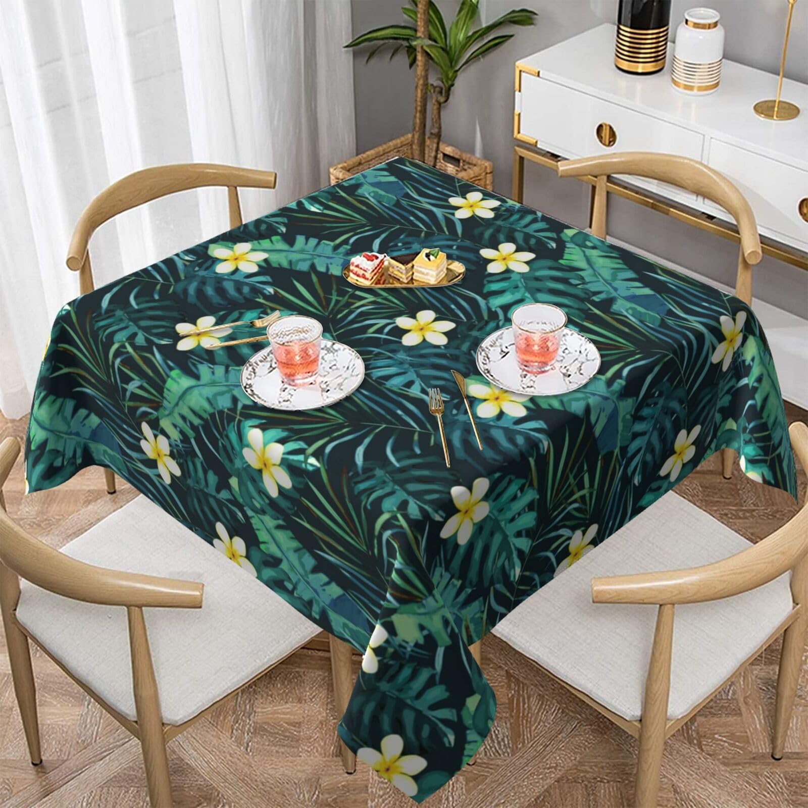 Nappe hawaïenne anti-tache carrée 152 cm pour protéger votre table des liquides