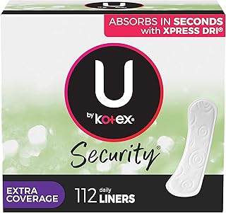 U by Kotex Security Lightdays Panty Liners, Light Absorbency, Extra Coverage, Unscented, 112 Count