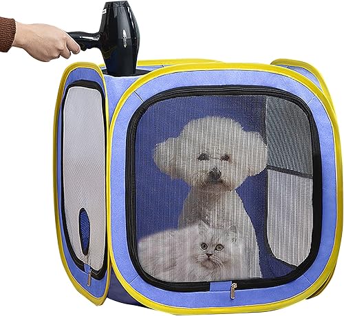 Miniatura 1 de K ERATISNIK Caja de secado de perros para mascotas, jaula portátil para secadora de mascotas, plegable, caja de secado de pelo para perros pequeños