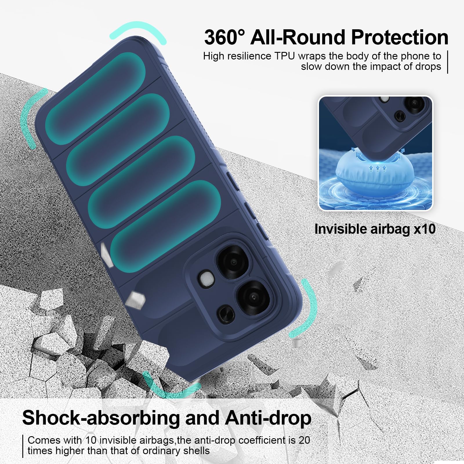 Silicone Case Compatible with Oppo A6 Pro, Anti-Scratch Microfiber Lining, Shockproof Case with Camera Protection, Blue — view 2