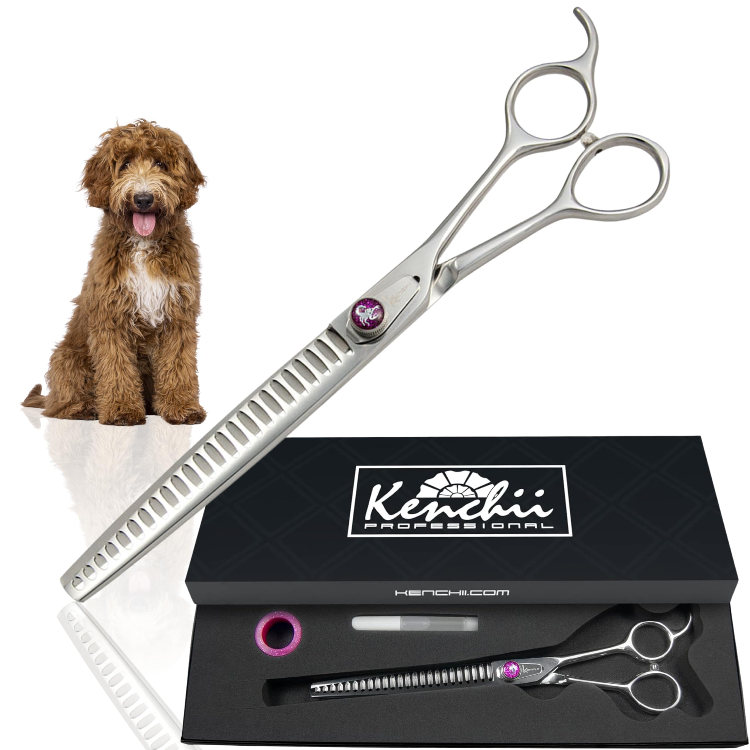 Kenchii Scorpion Dog Grooming Scissors, 24 Tooth Blending Shears, Dog Scissors for Grooming, Professional Pet Grooming Scissors, Heavy Duty, Durable and Sharp