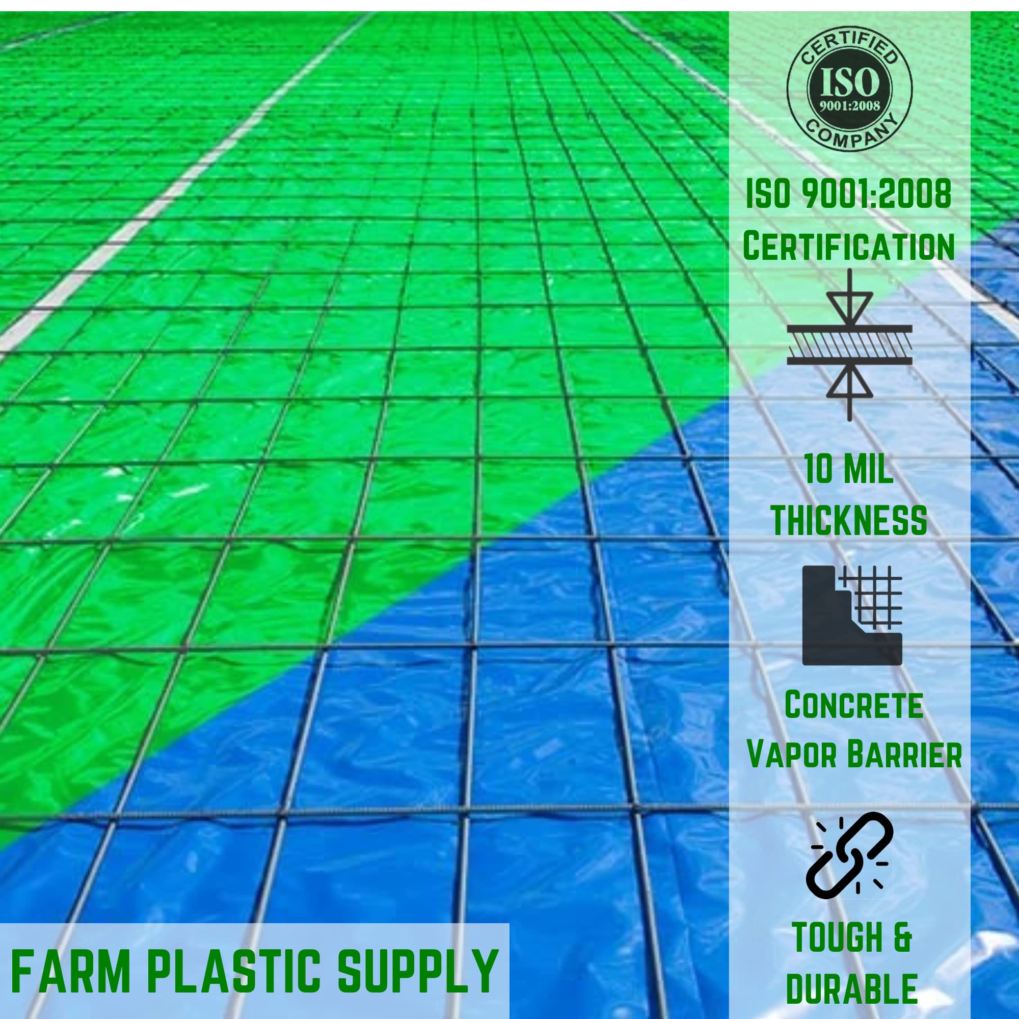 Farm Plastic Supply - Concrete Vapor Barrier - 10 mil - (7' x 70') - Heavy Duty Plastic Tarp, Polyolefin Vapor Barrier Plastic Sheeting, Painters Tarp