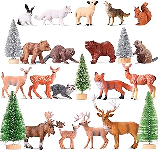 23 Pieces Forest Animals Figures Woodland Animals Figurines Woodland Creatures Realistic Plastic Wild Animals with Elk Wol...