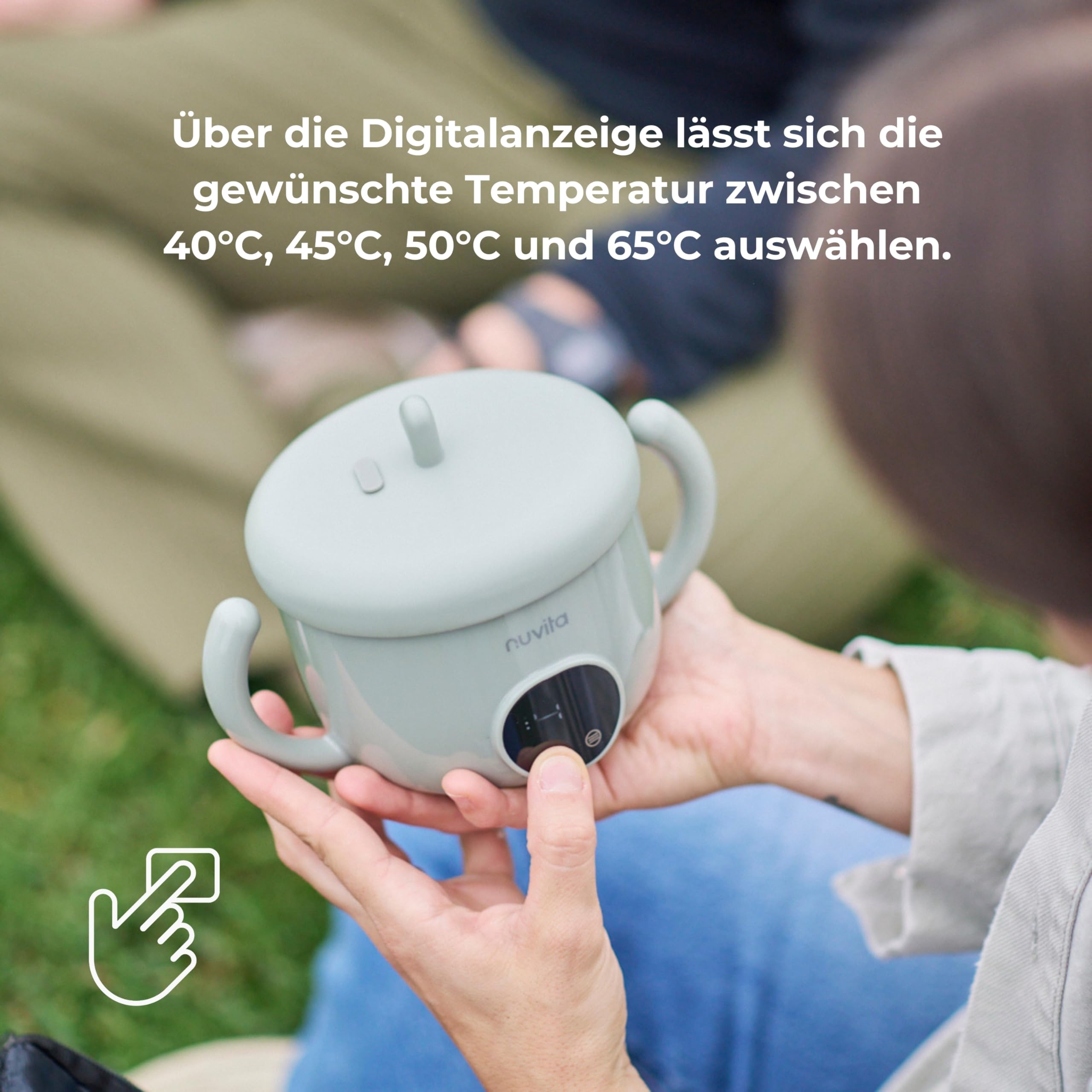 Nuvita 1980 Pappa'n'Go Tragbarer Babykostwärmer – Aufladbar, Wasserdicht, mit intelligenter Temperatursteuerung, Edelstahl-Innenraum und rutschfestem Boden – Ideal für unterwegs