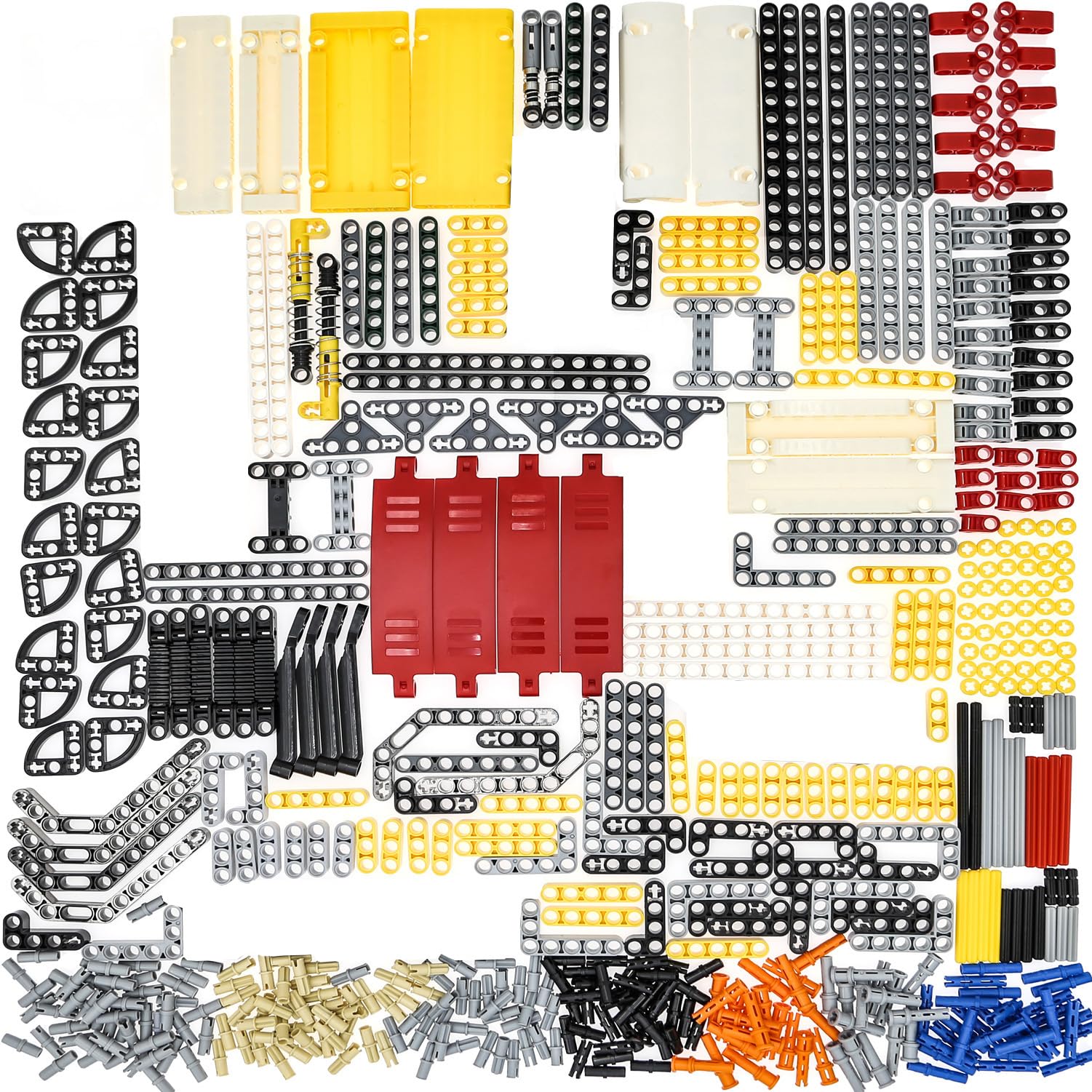 Habow 820pcs Technic-Parts Axle-Pin-Connector Compatible with Major Brands Technic Parts, Beam Frame Liftarm Bush Panel Plate Shock-Absorber Chain Link Etc. MOC Replacement Pieces and Parts.