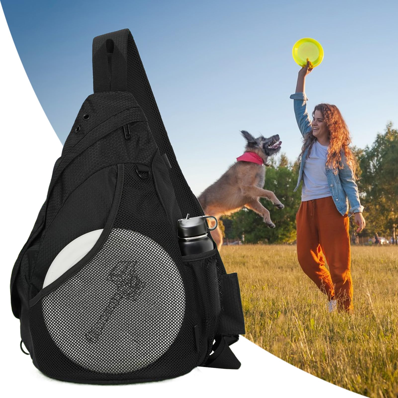 Bolsa de golf de disco | Bolsa de golf grande con correa ajustable, entretenimiento grupal para ganchos de almacenamiento, divisores, correa de hombro, tenis, fitness, camping, mochilero
