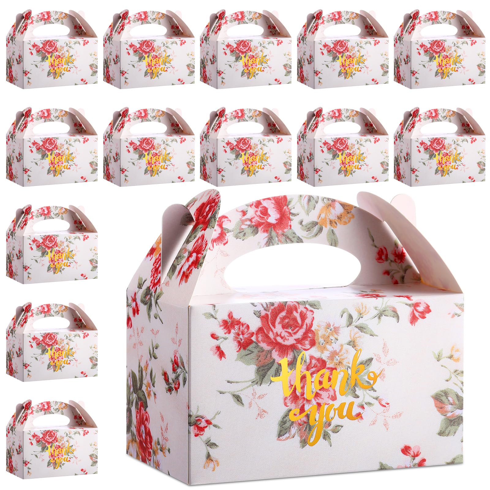 Moinchore Lot de 50 boîtes à friandises à motif floral pour cadeaux de remerciement pour fête des mères, mariage, fête prénatale, goûter, anniversaire (rose vintage)