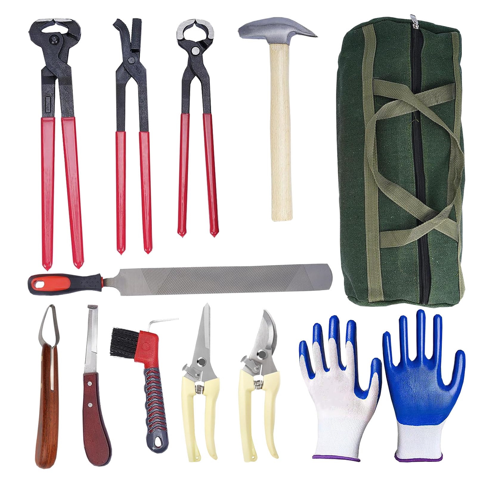 12 Piezas de Herramientas Profesionales para herrador, Kit de herrador, Herramientas para herrar Caballos, Suministros para herrador, Herramientas para herrador de Caballos, Ganado, ovejas y