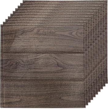 10pcs 3D Faux Stone Wall Panels Peel and Stick, Teak Self-Adhesive Wall Tiles Wood-Pattern Wall Tiles for Interior Wall, Soft Wallpapers 13.2sq ft Coverage