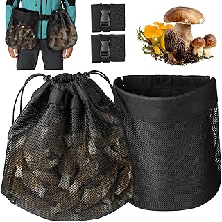 2-Pack Folding Mushroom Foraging Bag, Large Mesh Pouch Berry Pickers, Folding Bag Mushroom Pouches Bushcraft Belt Pouches for Travel Camping Hiking