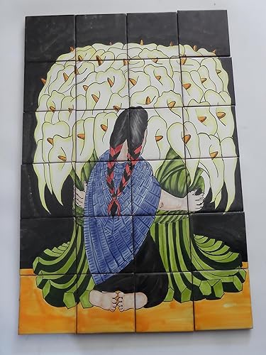 25" CERAMIC TILE MURAL mexican talavera mosaic hand painted clay backsplash