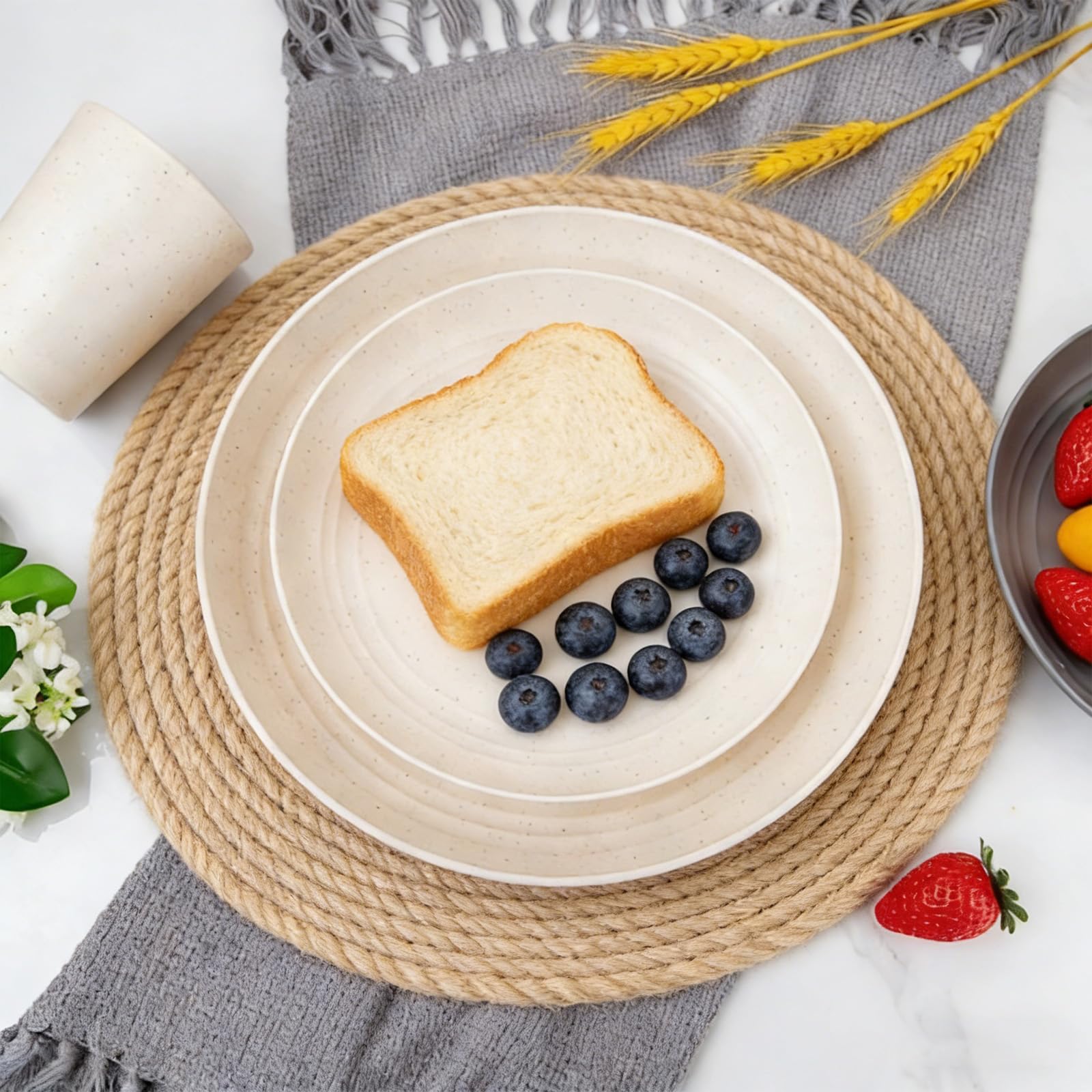 Set di 8 tovagliette rotonde, in cotone intrecciato, 30 x 30 cm, lavabile, resistente al calore, antiscivolo, per matrimoni, feste, cucina (beige)