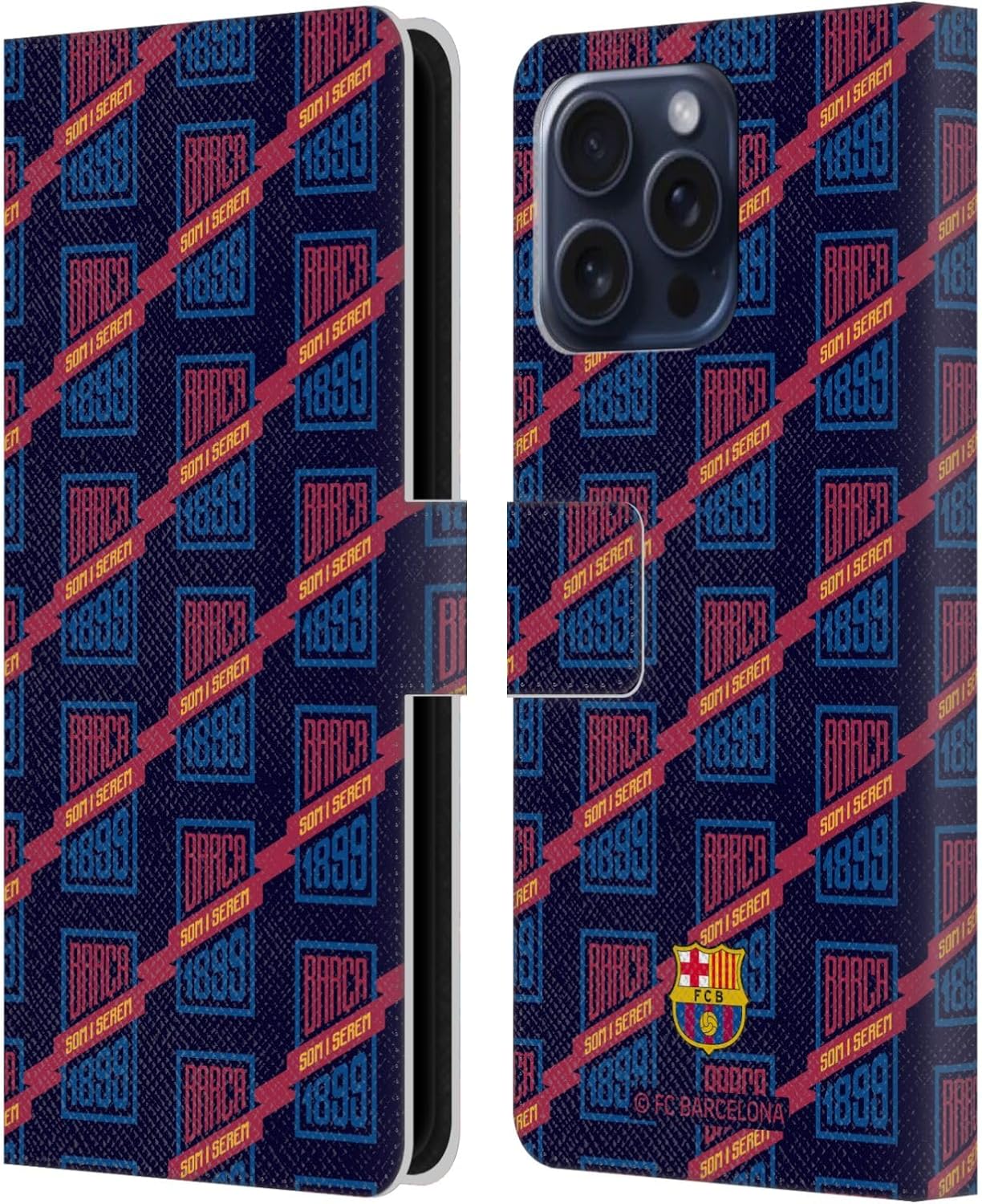 Head Case Designs Officially Licensed FC Barcelona Som I Serem Culé Leather Wallet Case Compatible with Apple iPhone 16 Pro Max