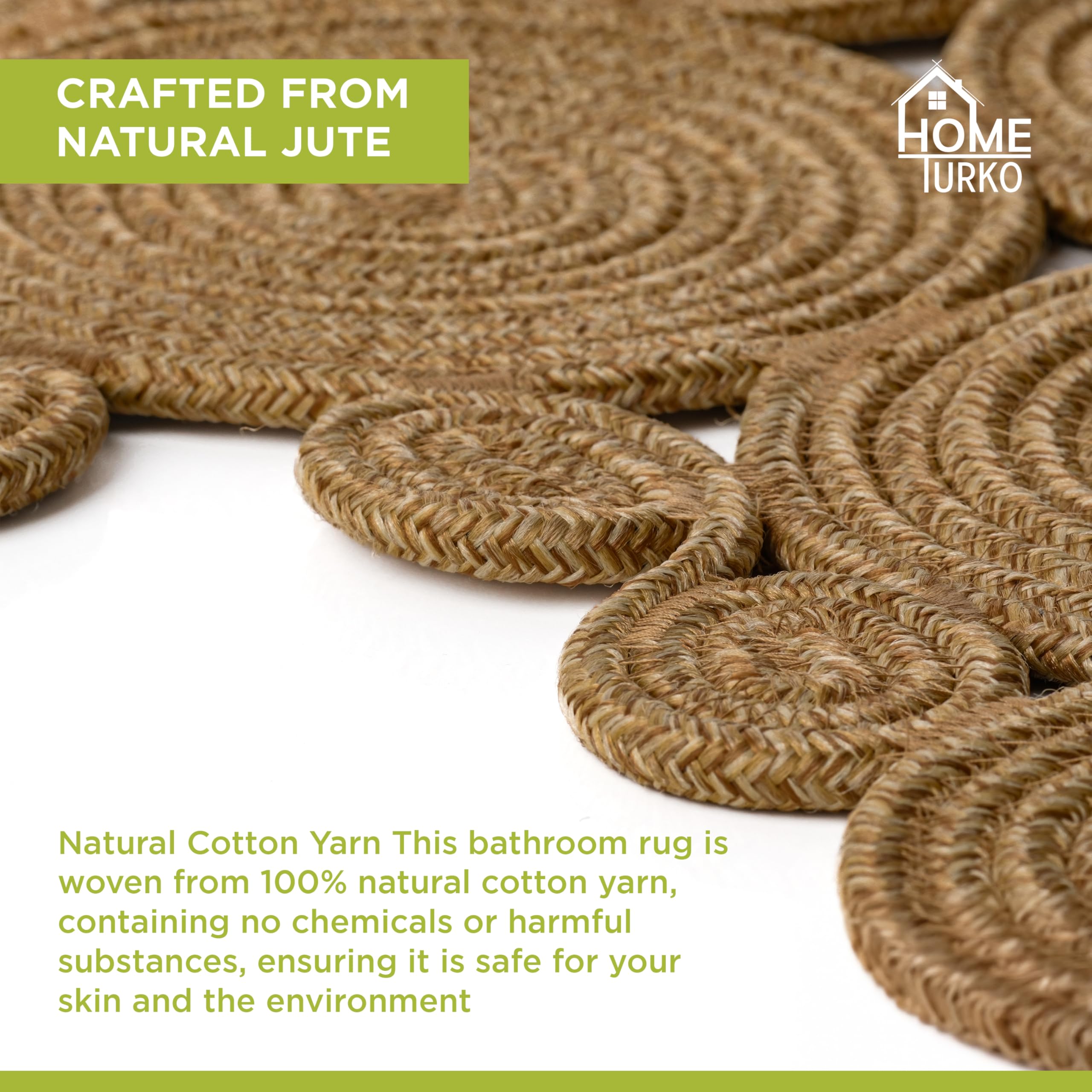 Home Turko Boho Jute Bath Mat, Wicker, 40 x 60 cm (Oval) - Image 4