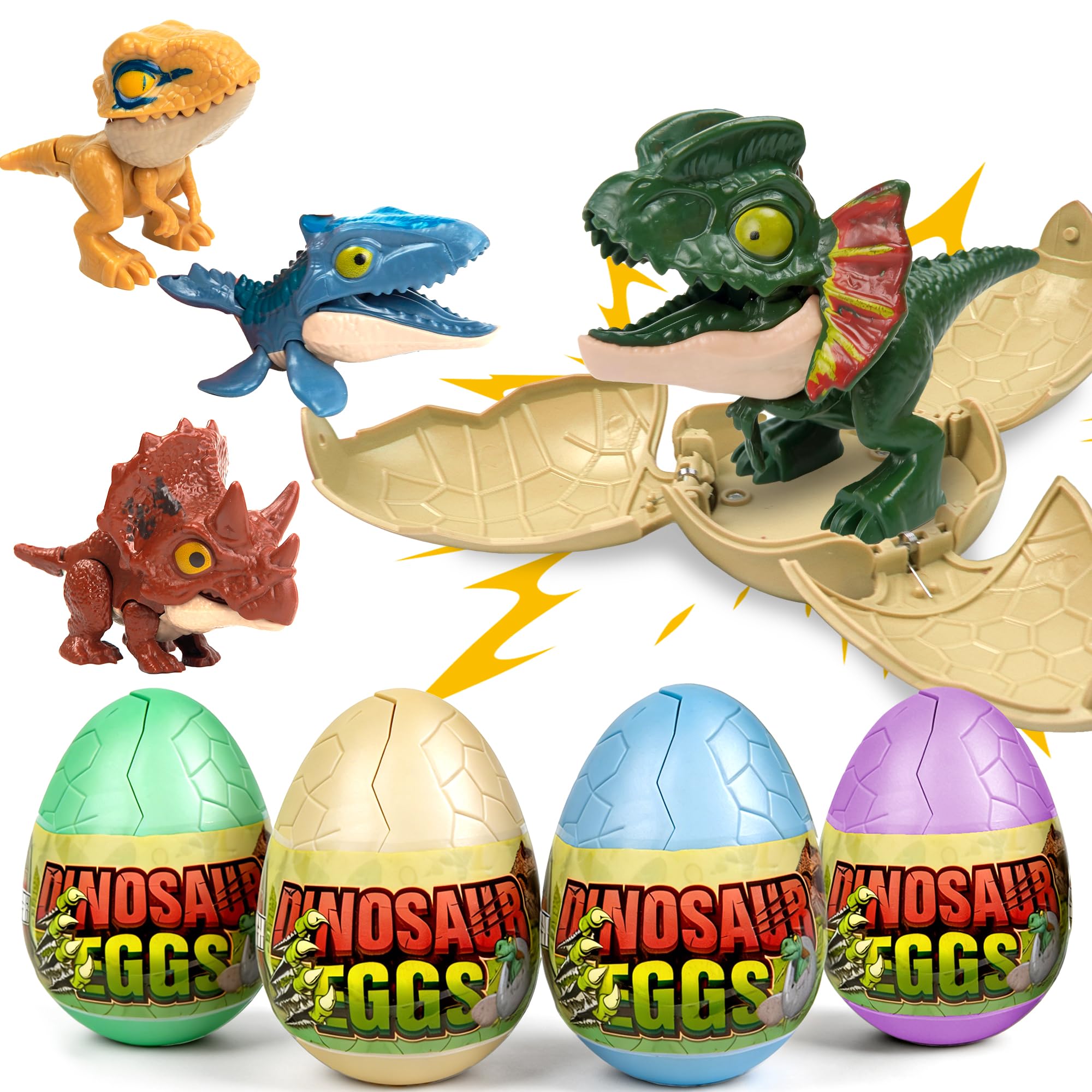 4 Pack Hatching Dinosaur Eggs for Kids Boys, Travel Toys Essentials for Toddlers Kids Dinosaur Eggs Surprise Birthday Gift Toys for Boys Aged 3 4 5 6 7 8 Year Old Easter Basket Stuffer Gift Girl