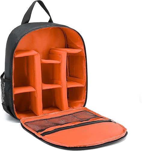 Cámara digital DSLR impermeable, mochila de hombro para mujeres y hombres adolescentes (naranja)