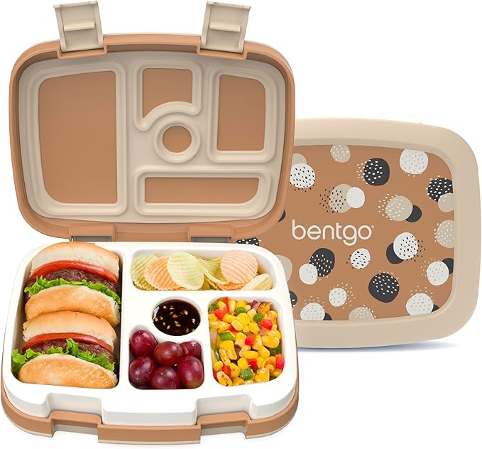 Bentgo Kids 5-Compartment Leak-Proof Bento-Style Lunch Box (Whimsy & Wonder Collection) - Ideal for Ages 3-7, Drop-Proof & Durable, Dishwasher Safe, & PFAS & BPA-Free Materials (Spots & Dots)