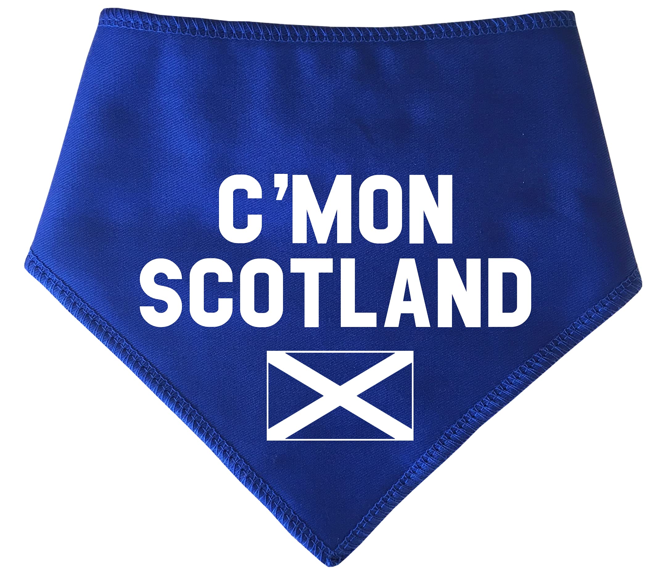 Spoilt Rotten Pets 'C'MON SCOTLAND' with Scotland Flag Blue Dog Bandana Football Scottish Flag Supporters Scarf for Dogs & Cats (Large Chow Chow & Bernese Size)