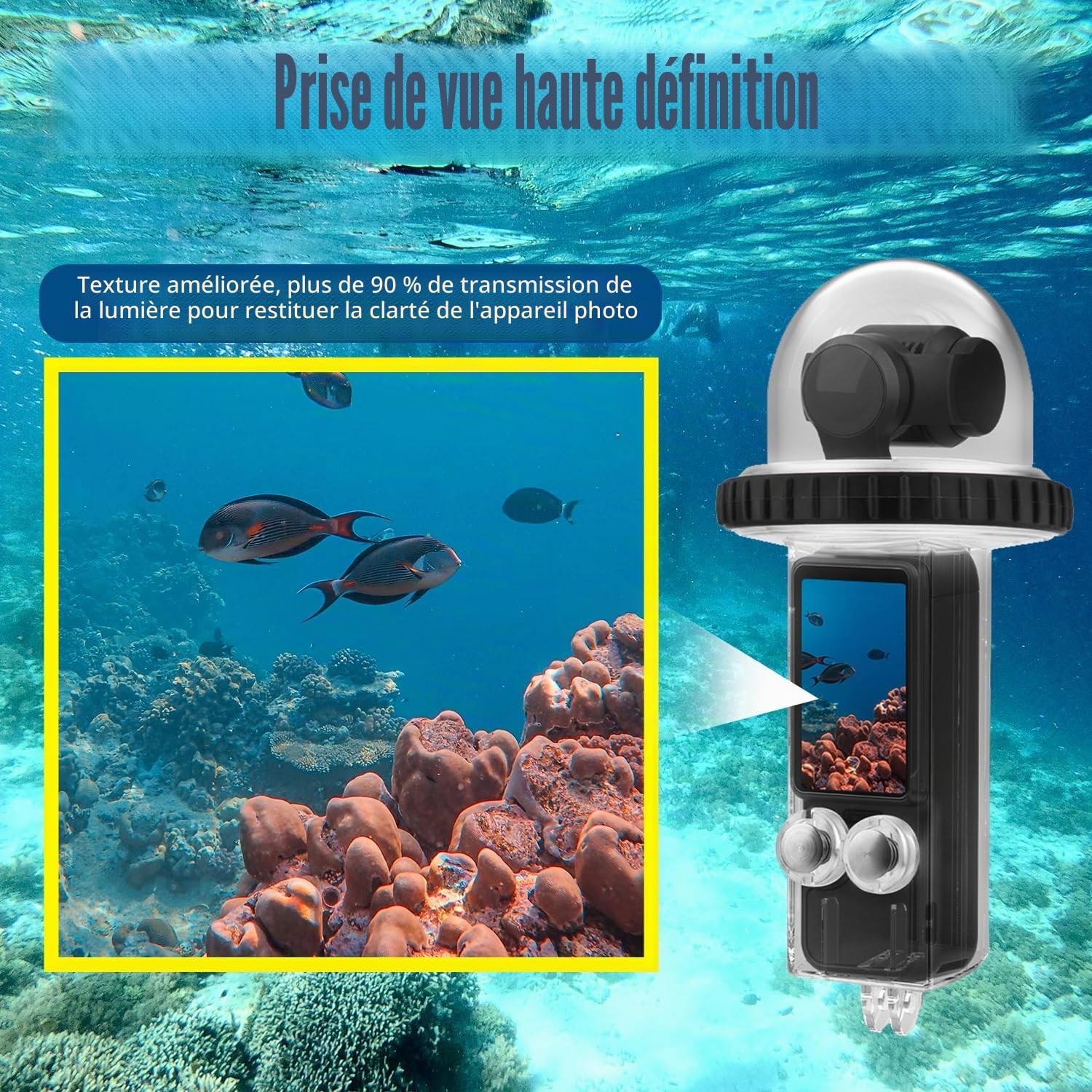 Osmo Pocket 3 40M/131FT sous-Marin Plongée Etui Coquille Coque Compatible pour DJI Osmo Pocket 3 Etanche à l'eau Accessoires