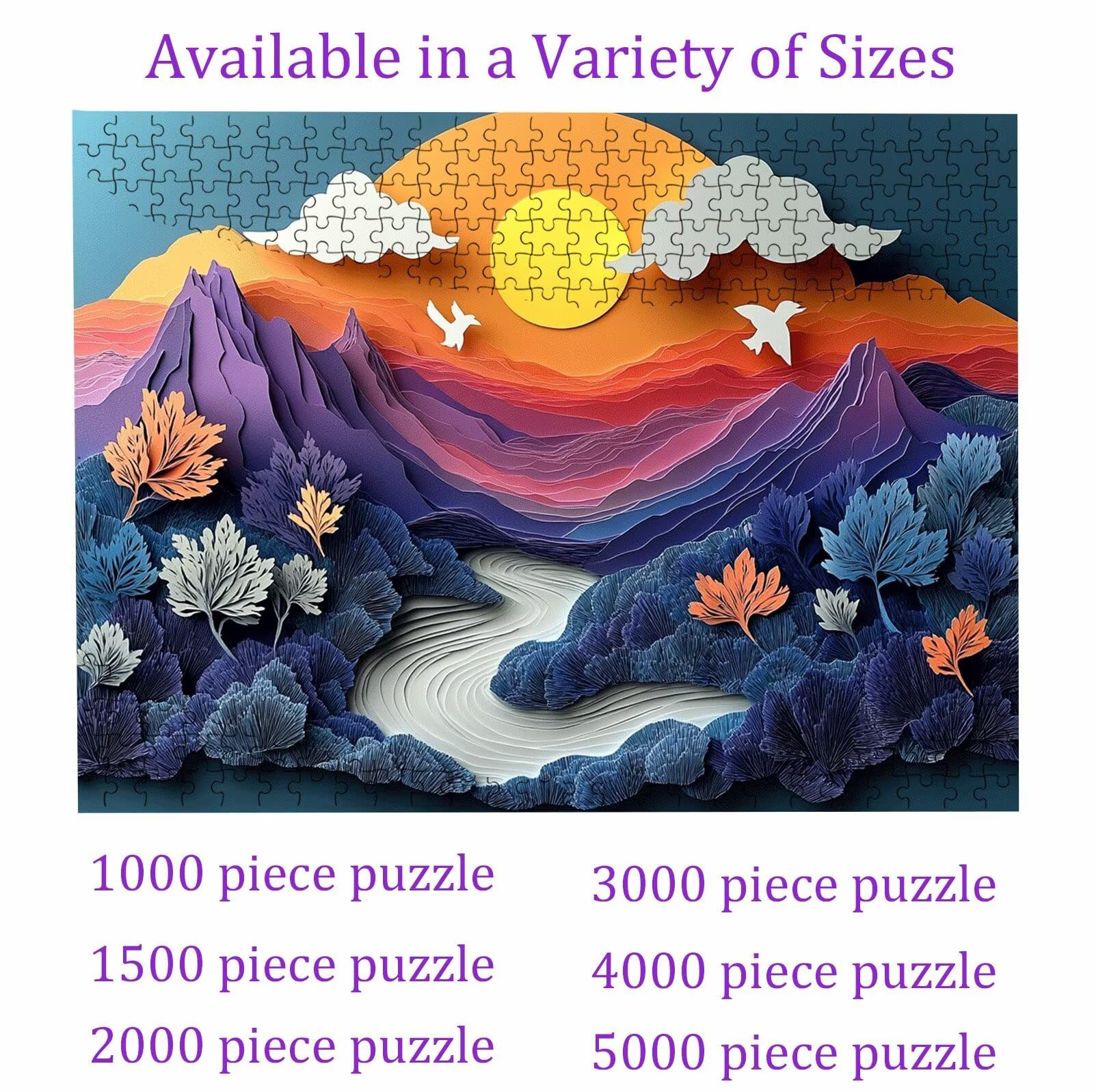 Puzzle abstrakcyjne pasmo górskie | Puzzle 3000 sztuk XL 122 x 81 cm | Trudne drewniane puzzle dla dorosłych | z wykwintnym pudełkiem do pakowania | Udekoruj całą rodzinę | Puzzle dla dorosłych W3H