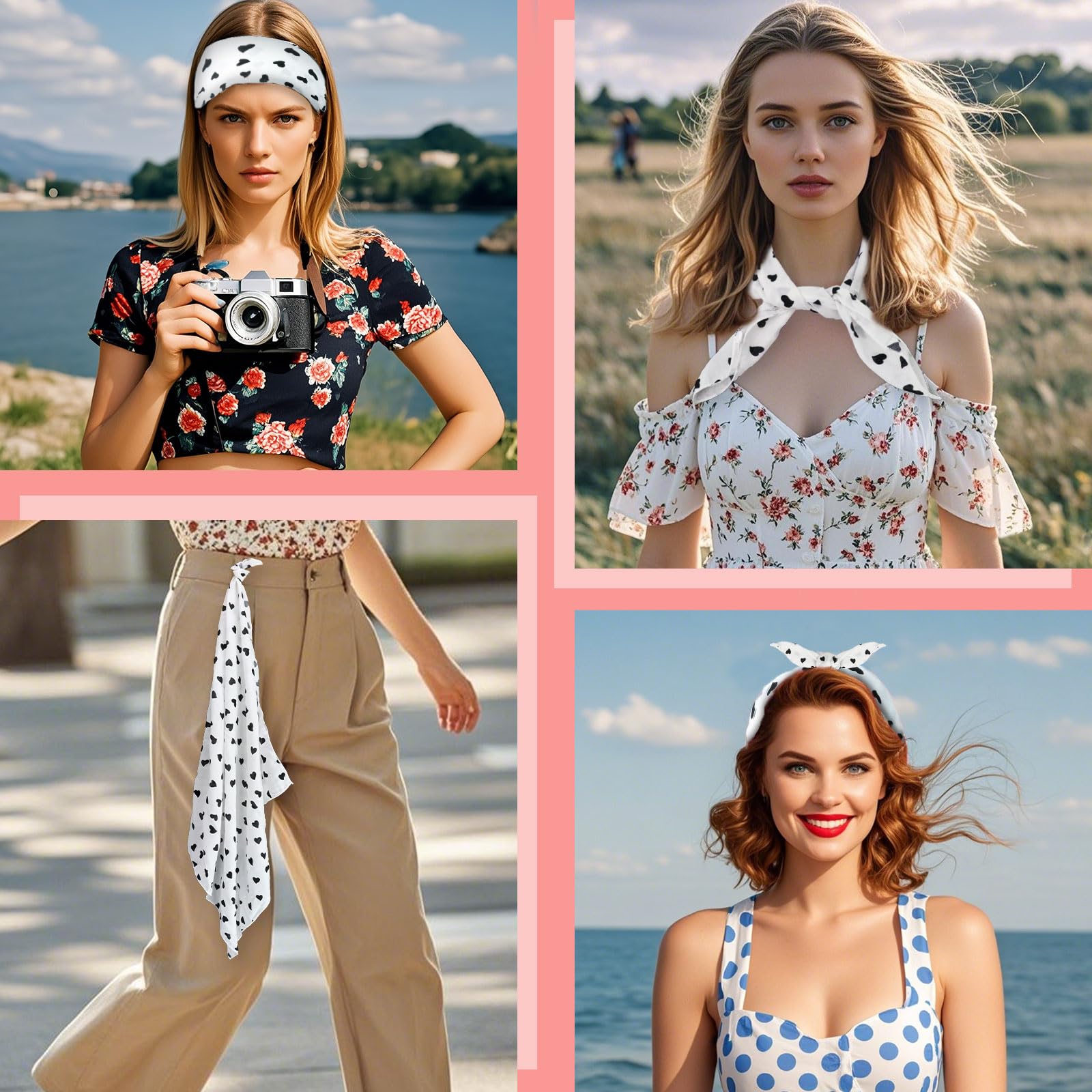 Bandanas - Pañuelo floral para la cabeza, pañuelo cuadrado versátil para uso casual, perfecto para mujeres y hombres