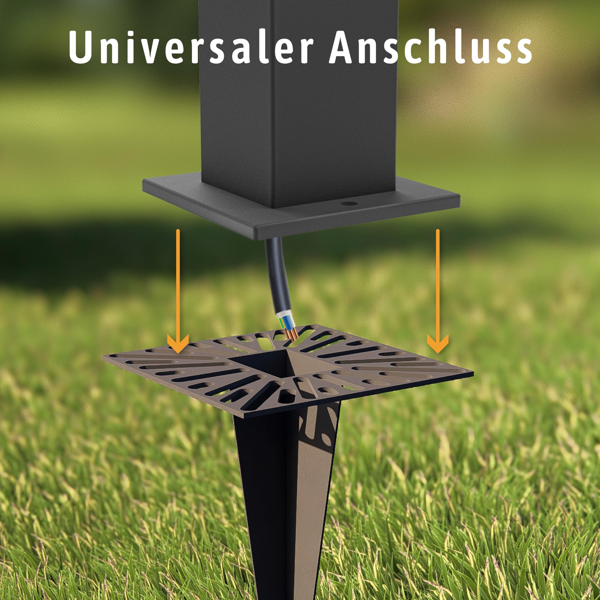 SSC-LUXon HAUKI Erdspieß 4er Set universal schwarz für Gartenleuchten