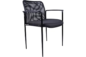 Boss Office Products Stackable Mesh Guest Chair in Black