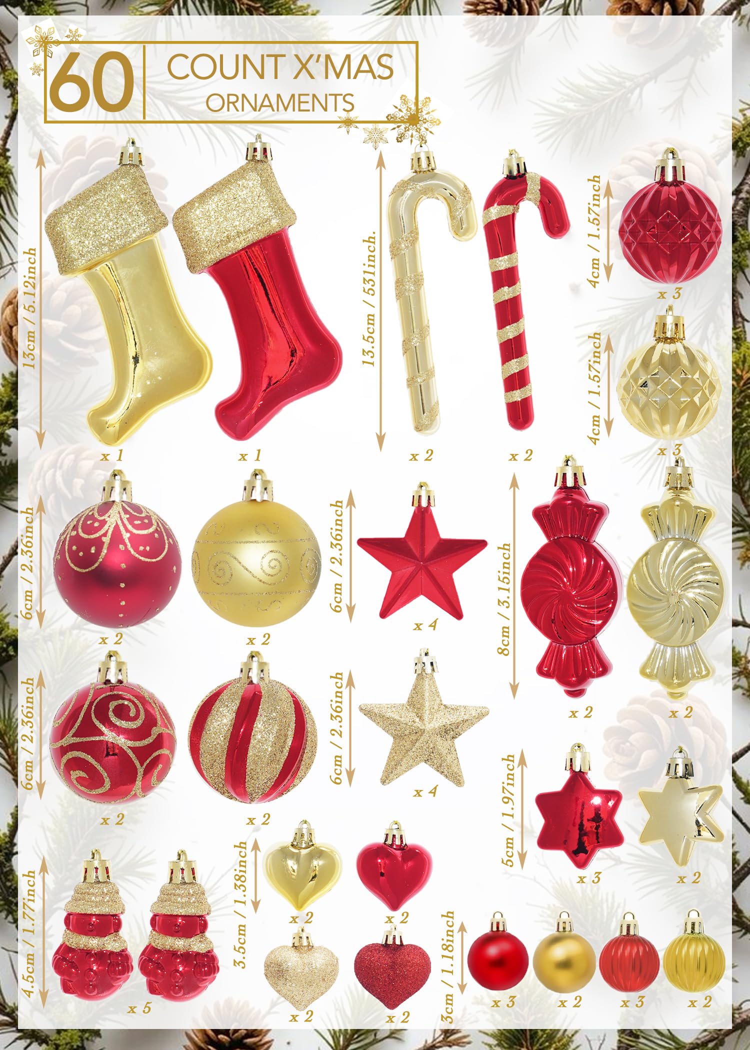 Amazon.co.jp: Youchicnow クリスマス オーナメント 北欧風 大きめ