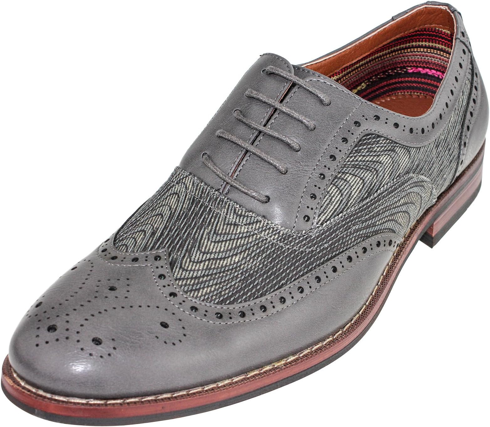 Ferro Aldo M-139001G Grey Mens Lace Up Wingtip Oxford Classic Shoes
