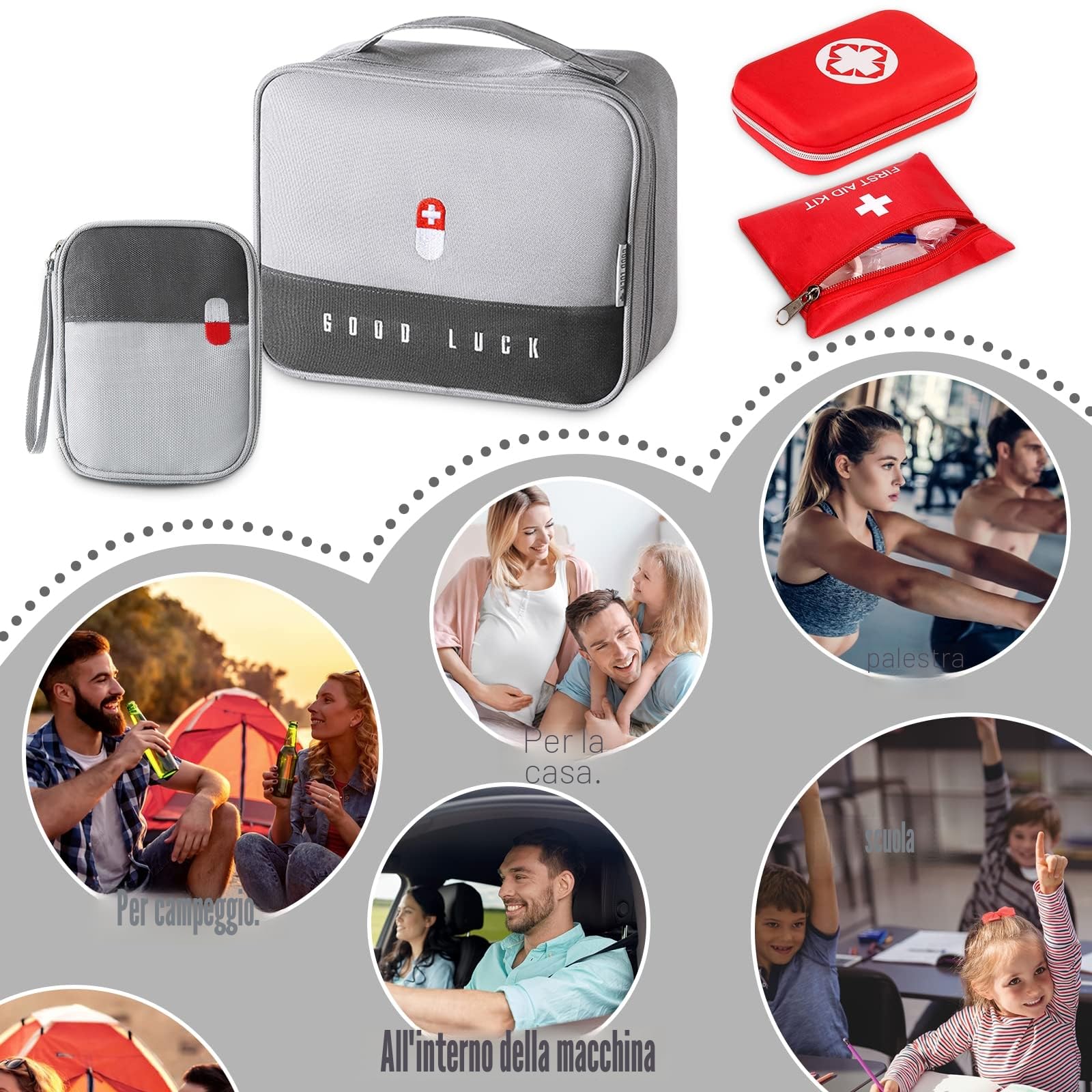 JOYBOY 4pcs Kit di Pronto Soccorso, Borsa Impermeabile, Alta capacità, Porta Medicine da Viaggio, Mini Scatola di Sopravvivenza per Casa, Ufficio, Esterni