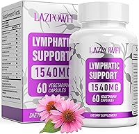 Lazpowfi 1540mg Lymphatic Drainage Supplement - Dandelion, Burdock, Echinacea, Turmeric for Lymph Support, 60 Caps