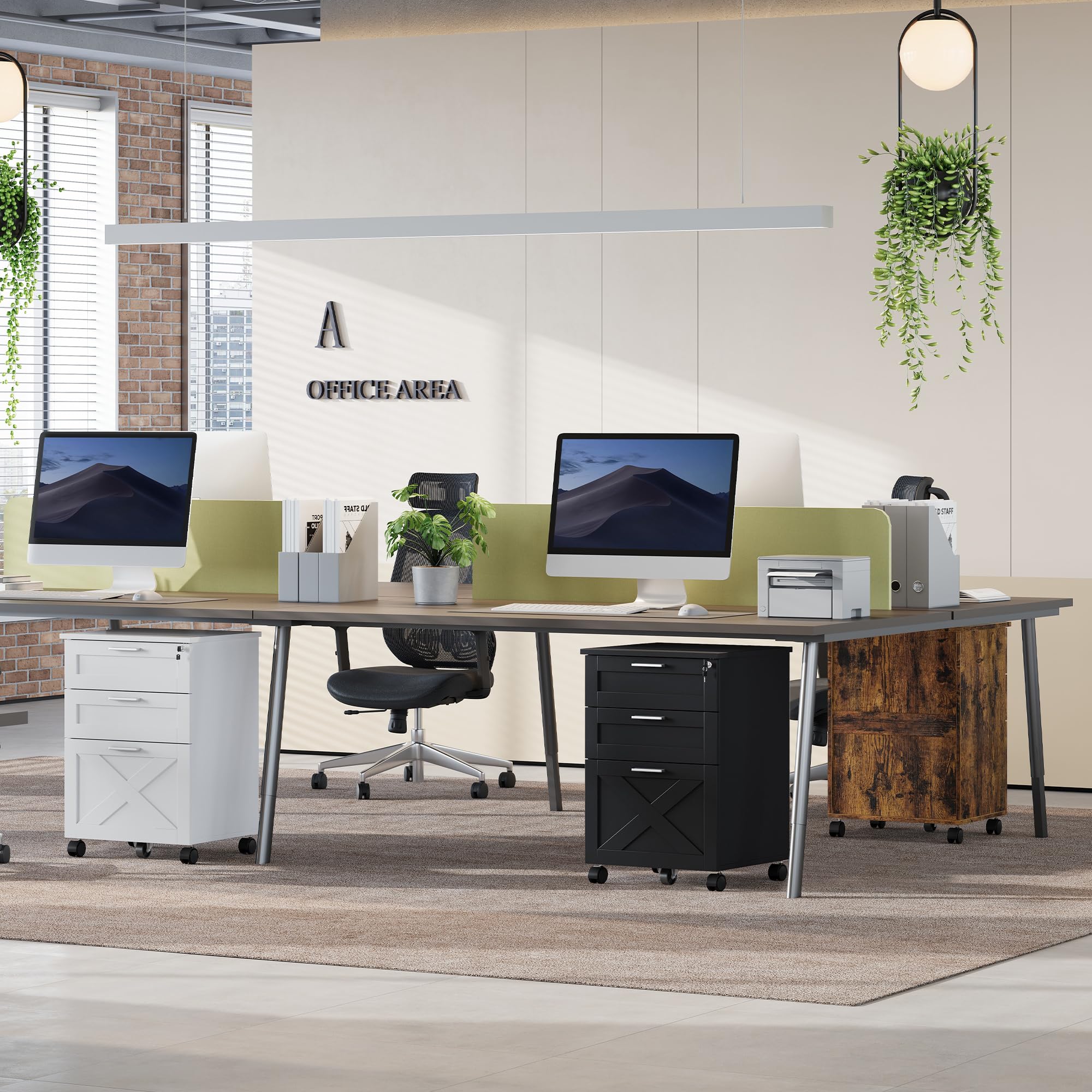 Archivador móvil con cerradura para oficina - 3 cajones robustos - Gabinete bajo escritorio con ruedas 360° - Para documentos carta/legal/A4 - Almacenamiento resistente y diseño profesional - negro