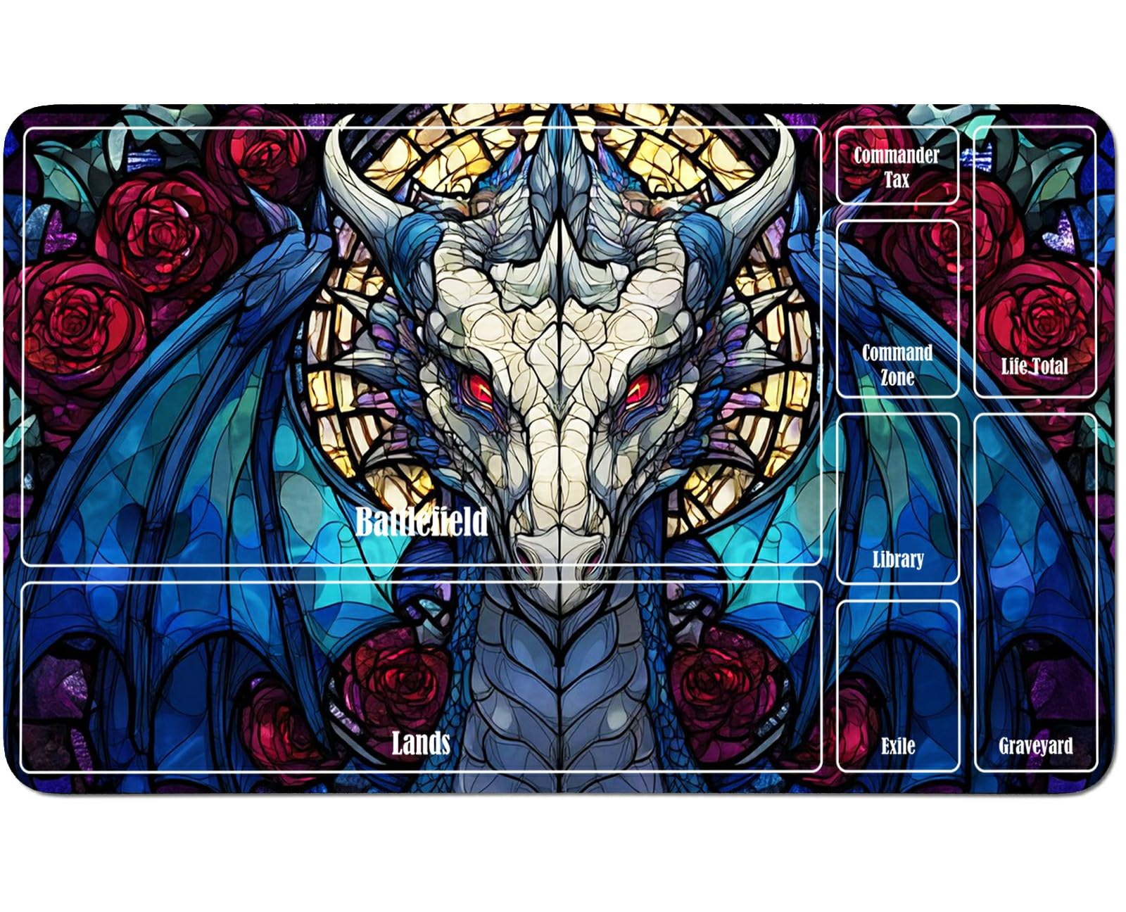 RWUTYTIUL for MTG Card Playmat 24 X 14 Inch with A Zone, Stitched Play Mat for Commander Board TCG RPG CCG Game Desktop Tablet Mouse Pad for Playing Accessories, Glass Faucet