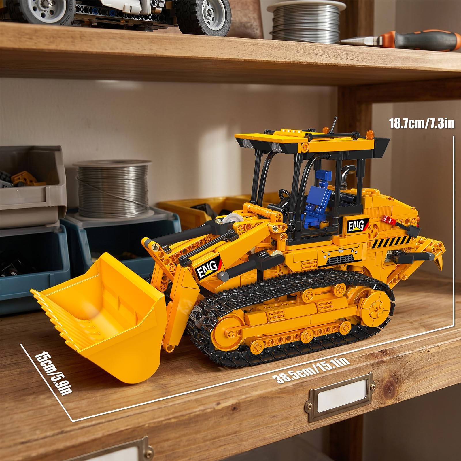 Mould King 17098 Motorized Tracked Loader Model Kit for Adults, App Controlled Construction Vehicle Engineering Supercar Set, Dual Remote Responsive Crawler Collector Exhibition Display (1208 Pieces)