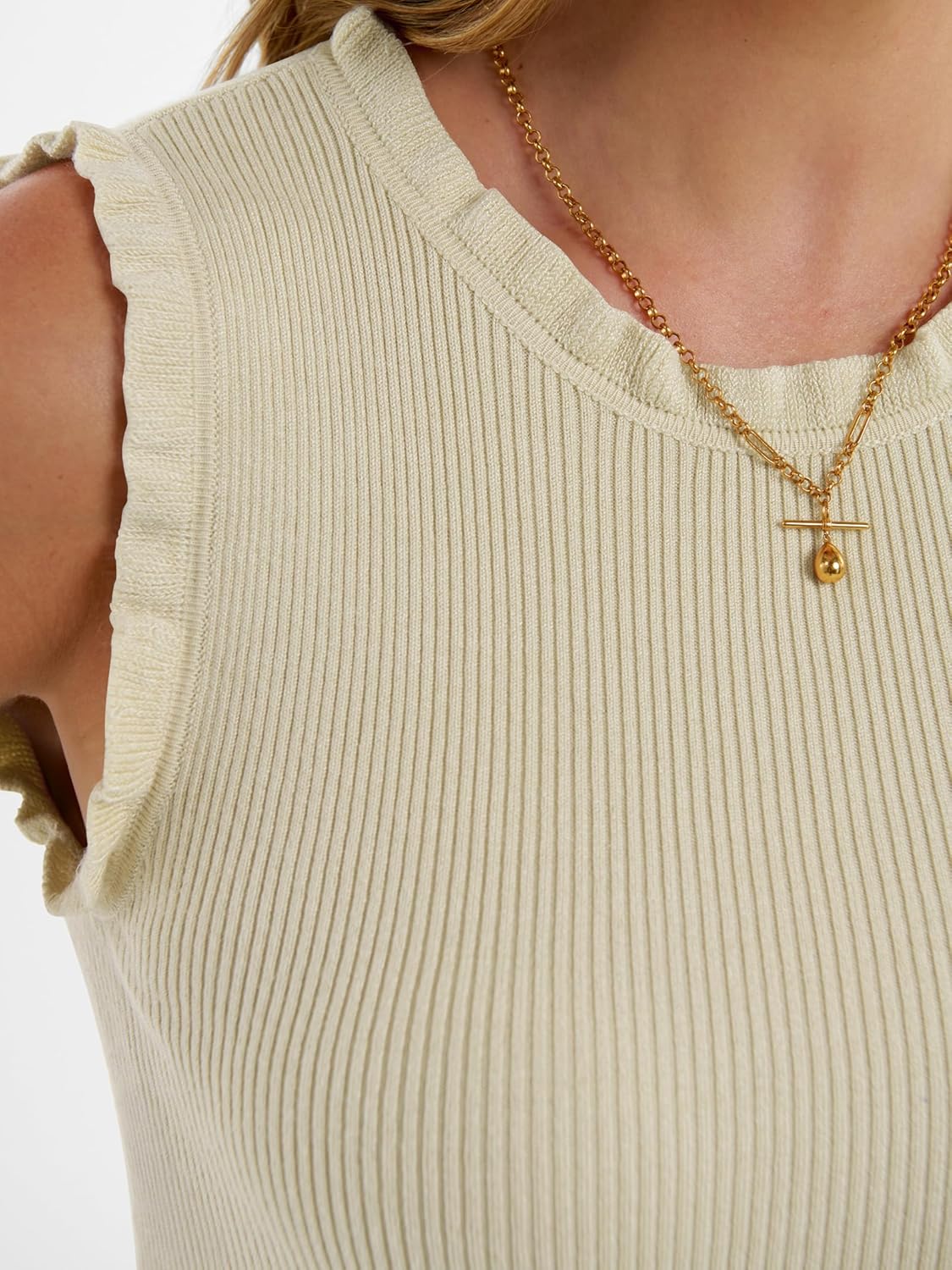 ANRABESS Ribbed Tank Tops for Women Crew Neck Ruffle Sweater Vest Cute Sleeveless Shirts 2026 Summer Business Casual Outfits - Image 6