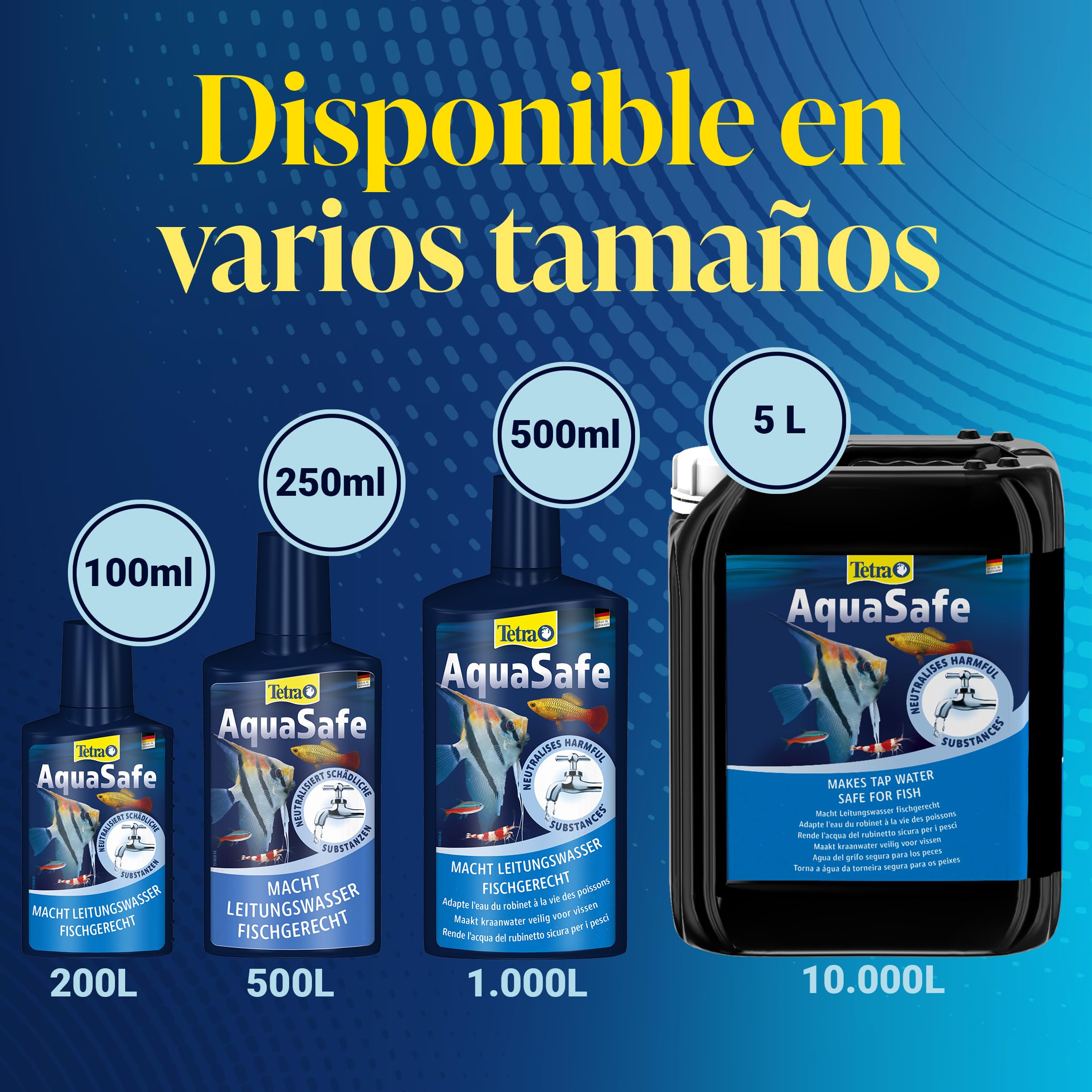 Tetra AquaSafe para Agua de Acuario Natural y Apta para Peces, Neutraliza las Sustancias Nocivas del Agua del Grifo, Bidón de 5 l