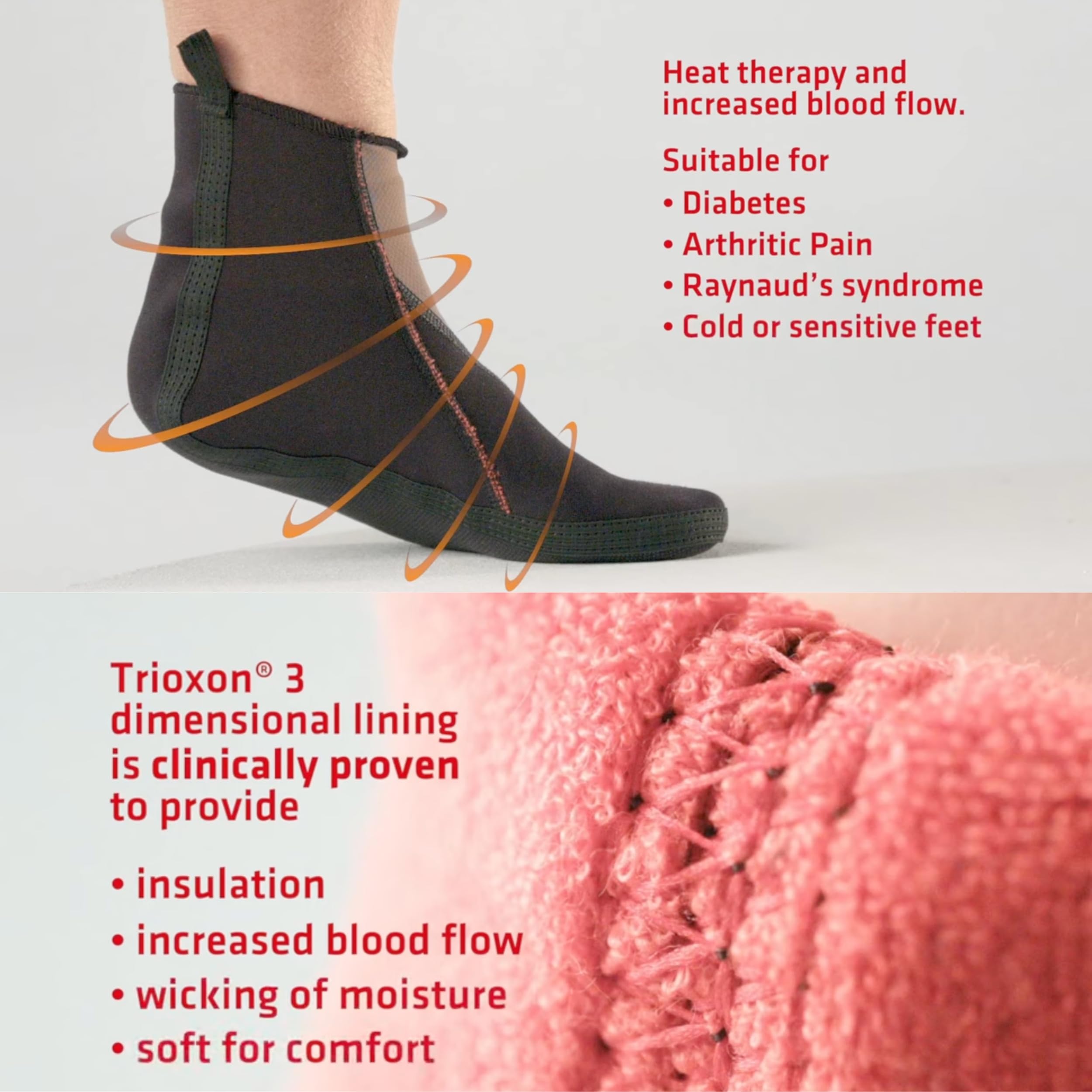 Thermoskin Hausschuhe Wärme Durchblutung, Thermosocken Slipper für Diabetes Arthritis Raynaud Syndrom, Trioxon Thermofutter Hausschuhe Damen und Herren, 1 Paar