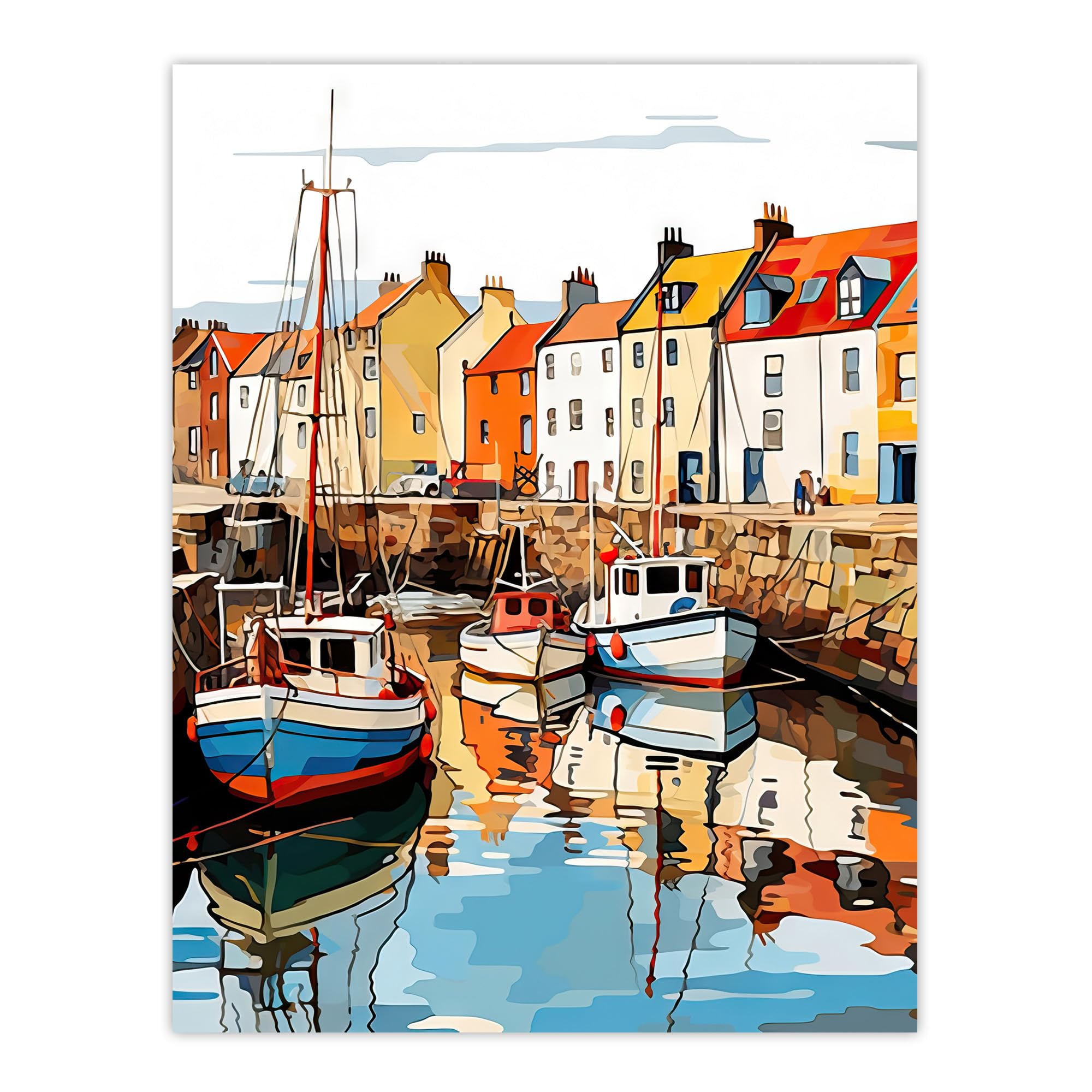 Artery8 Unframed Wall Art Scotland Fishing Harbour Boats Acrylic Artwork Anstruther Harbour Fife 196512X16 Inch from B&Q