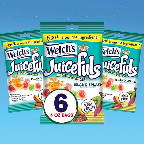 Miniatura 7 de Welch's Juicefuls - Bocadillos de frutas jugosas, salpicaduras de isla, sin gluten, bolsas de tamaño compartido de 4 onzas (paquete de 6)