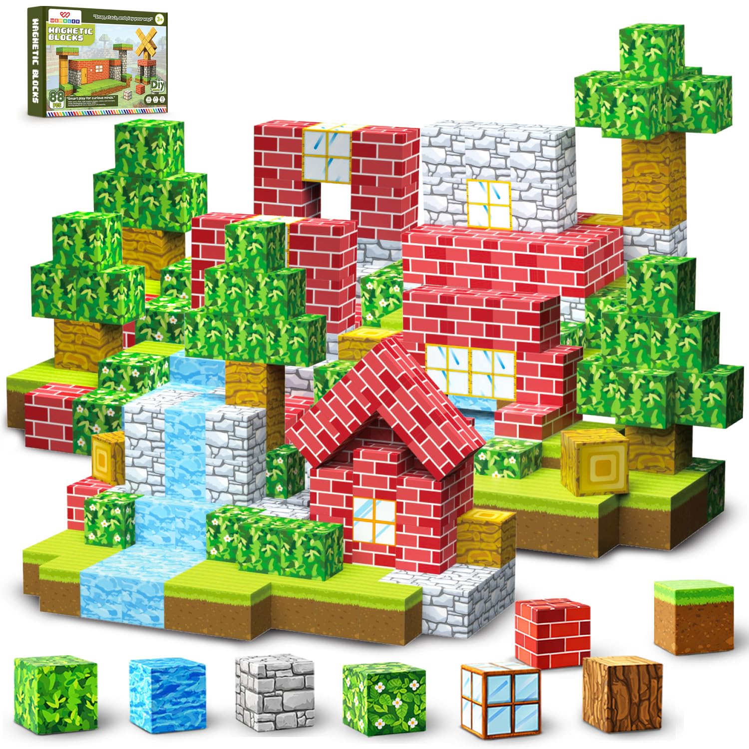 Wembley Magnetic Building Blocks| 88 Pcs Magnetic Toy for Boys & Girls| STEM, Sensory Learning Montessori Toy for Toddlers| Engaging Magnetic Cube Set| Gift Option for 3+ Years