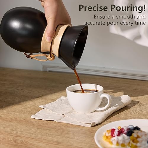 Miniatura 3 de Cafetera de cerámica con 20 filtros de papel, 8 tazas, 34 onzas, gotero de café