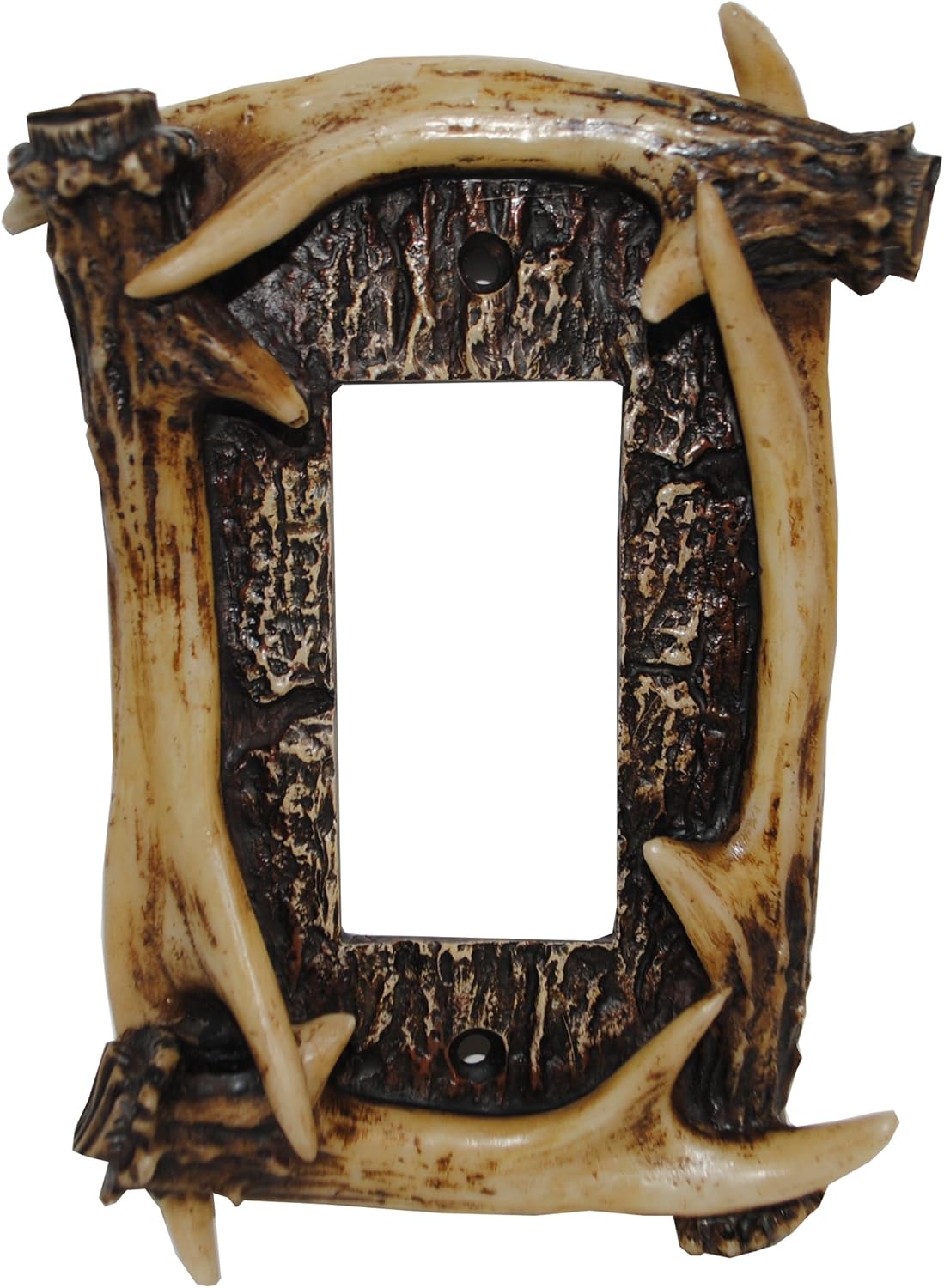 Paseo Road by HiEnd Accents Antler Single Rocker Wall Plate, Brown 5x3.5 inch Decorative Light Switch Cover, Rustic Western Cabin Lodge Style Outlet Cover