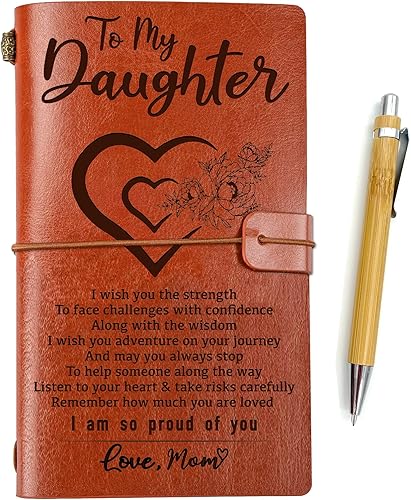 Warehouse No9 Diario de cuero vintage con relieve de To My Daughter cuadernos recargables diario de viaje cuaderno de bocetos diario de escritura