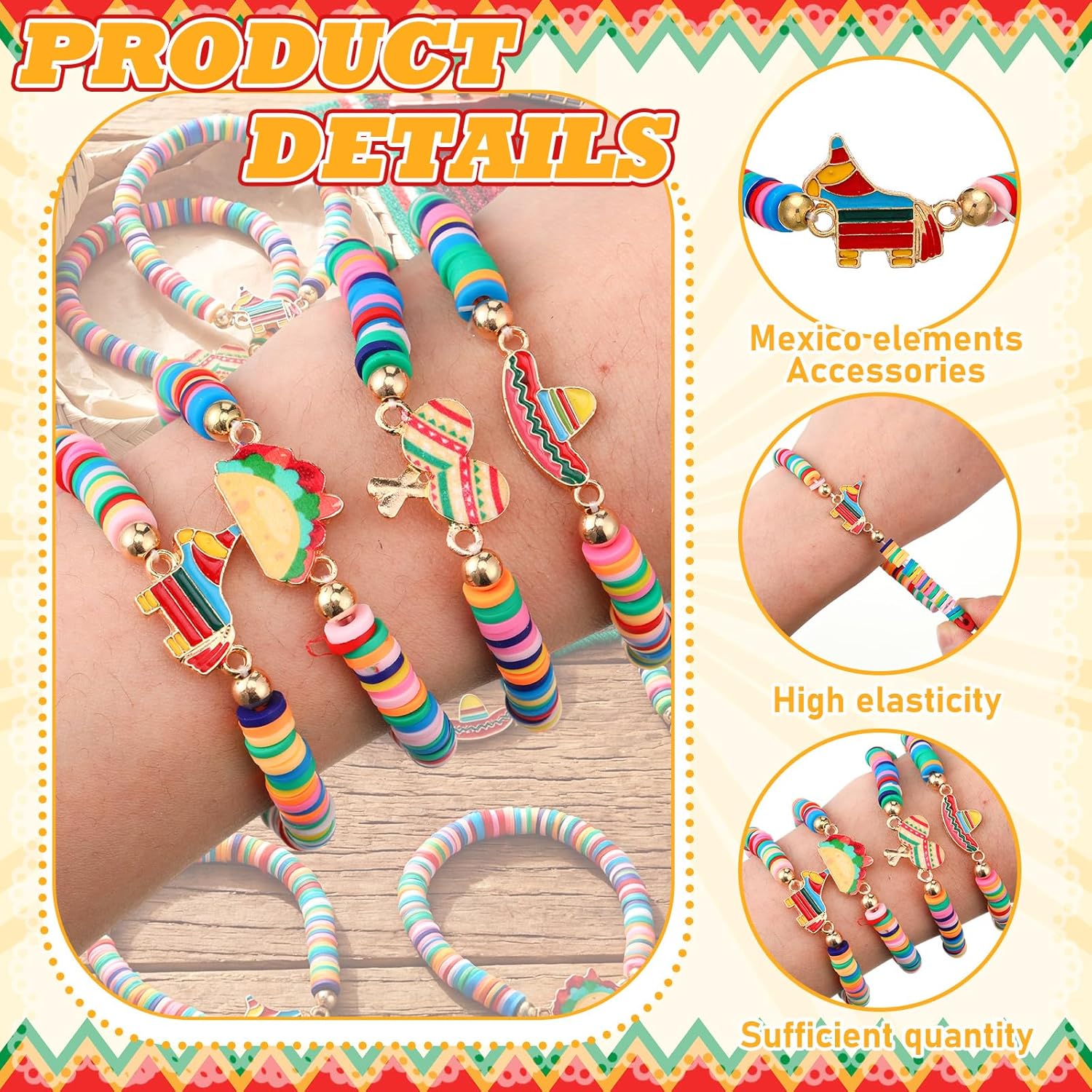 Huquary 24 Pcs Mexico Party Favors Bracelets Bulk Mexican Red White and Green Independence Day Party Bracelets 16th September Supplies for Dia De La Independencia Favors Gift