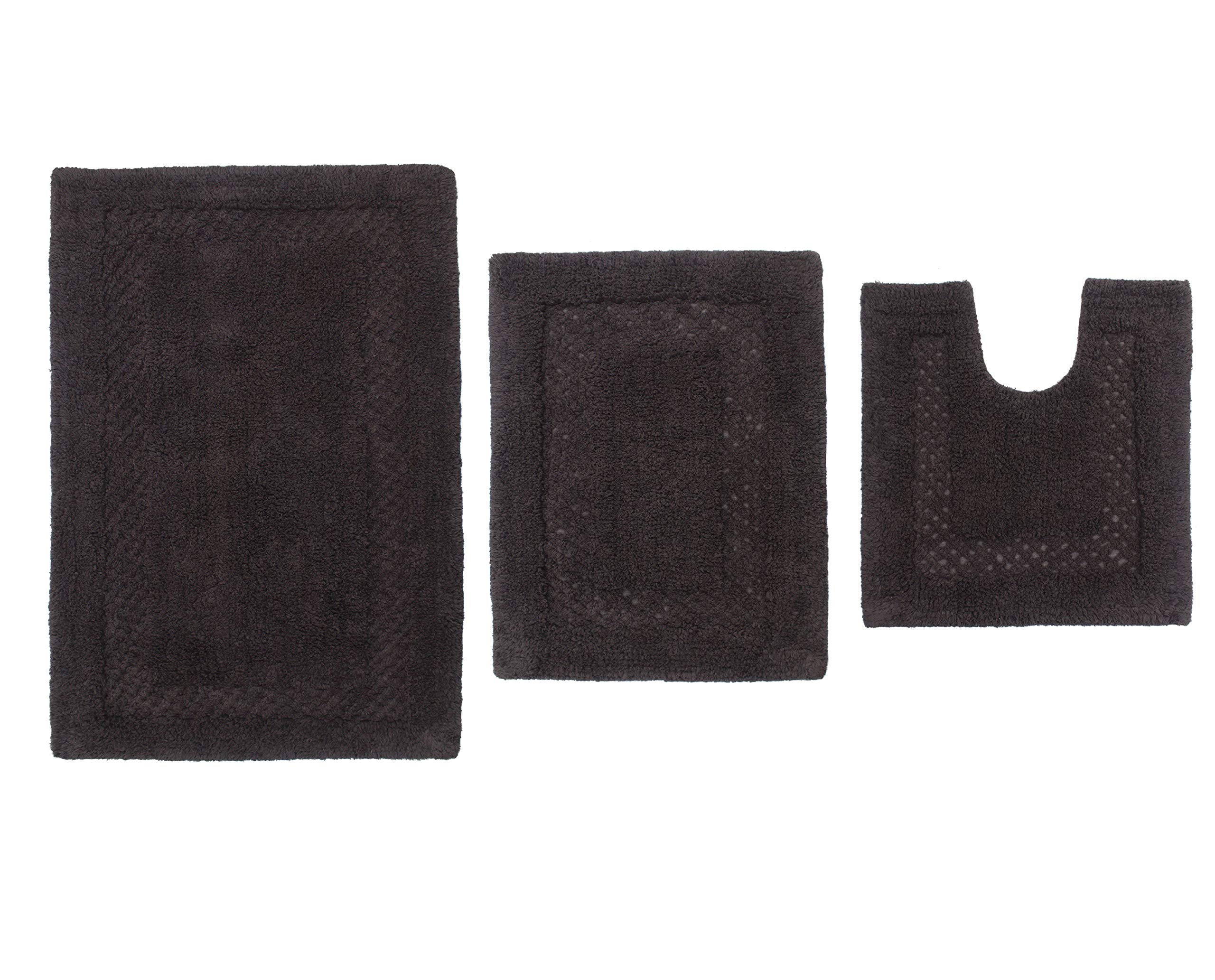 Home Weavers Classy Bathmat 100% Cotton Bathroom Rug Set, Washable, Thick Extra Soft and Absorbent Bath Rug, Kitchen Mat, Non Slip Floor Mat, 3 Piece