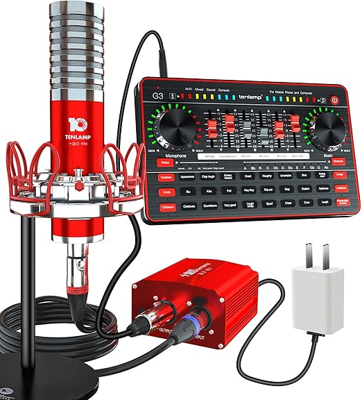 tenlamp Studio Microphone Bundle, Professional Large Diaphragm XLR